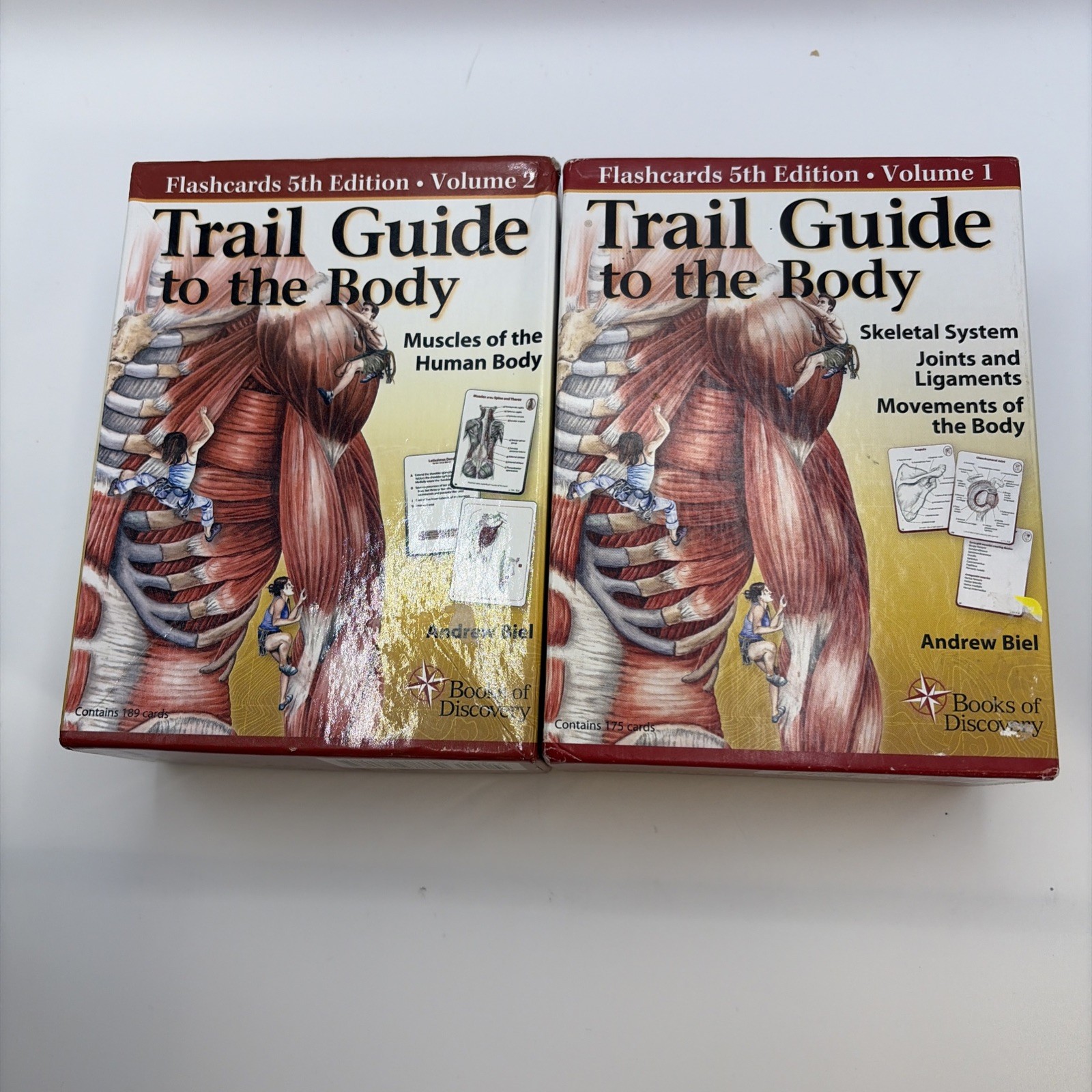 Trail Guide to the Body Flashcards 5th ed. Volume 1 & 2 by Biel Complete Clean