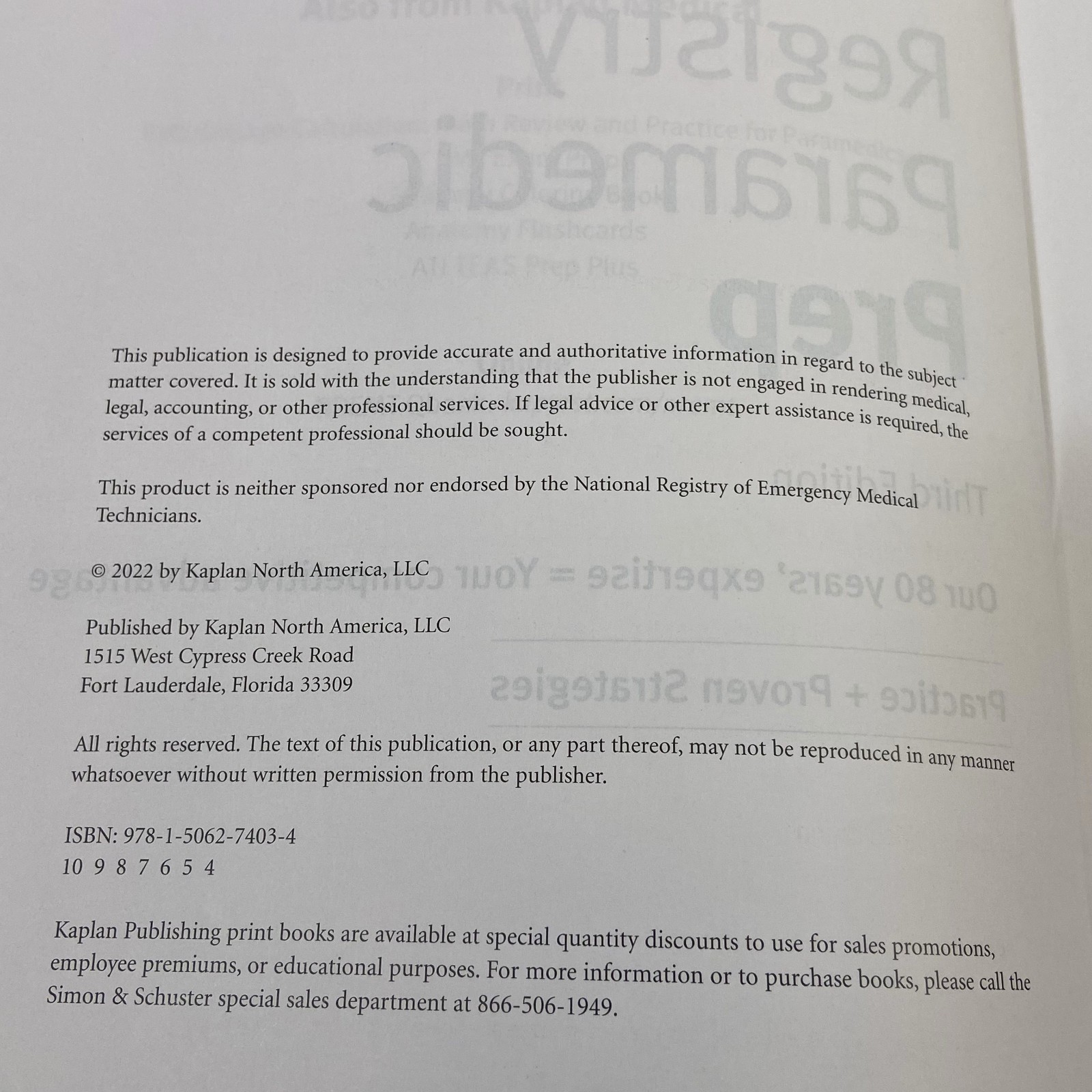 National Registry Paramedic Prep Third Edition 2022 Kaplan Test Prep Series TPB