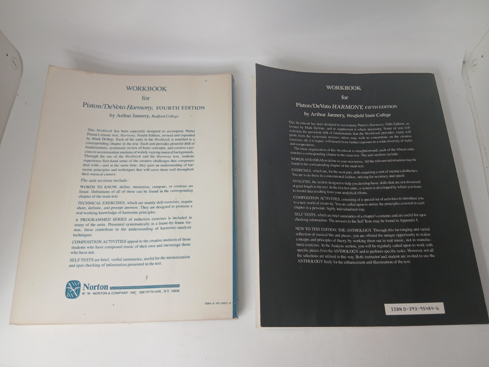 Workbook For Piston/Devoto Harmony 4th & 5th Edition By Arthur Jannery