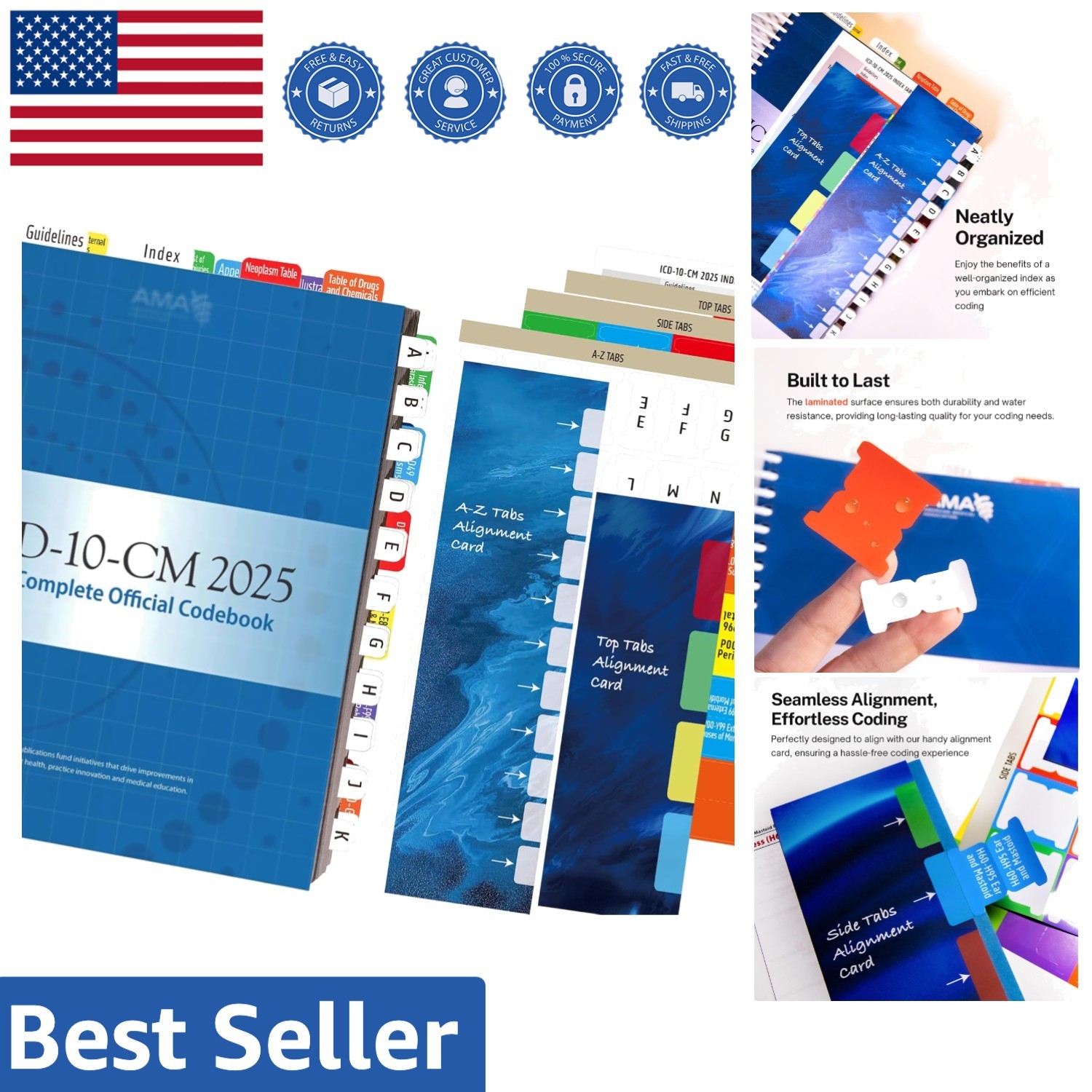 AMA-Compatible ICD-10-CM 2025 Index Tabs with Clear Installation Guide