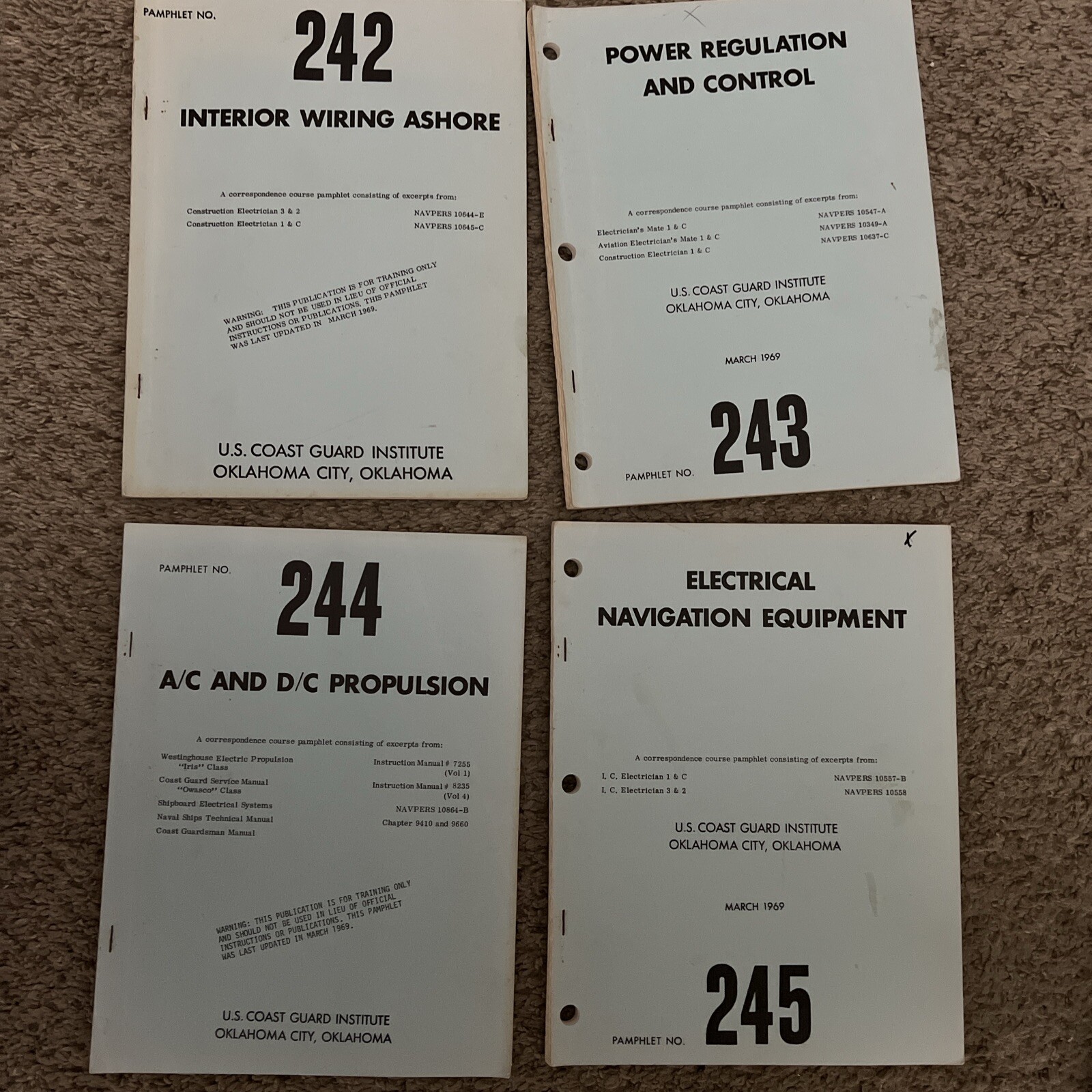 U.S. Coast Guard Instructional Pamphlets 242-245 Electrical Construction
