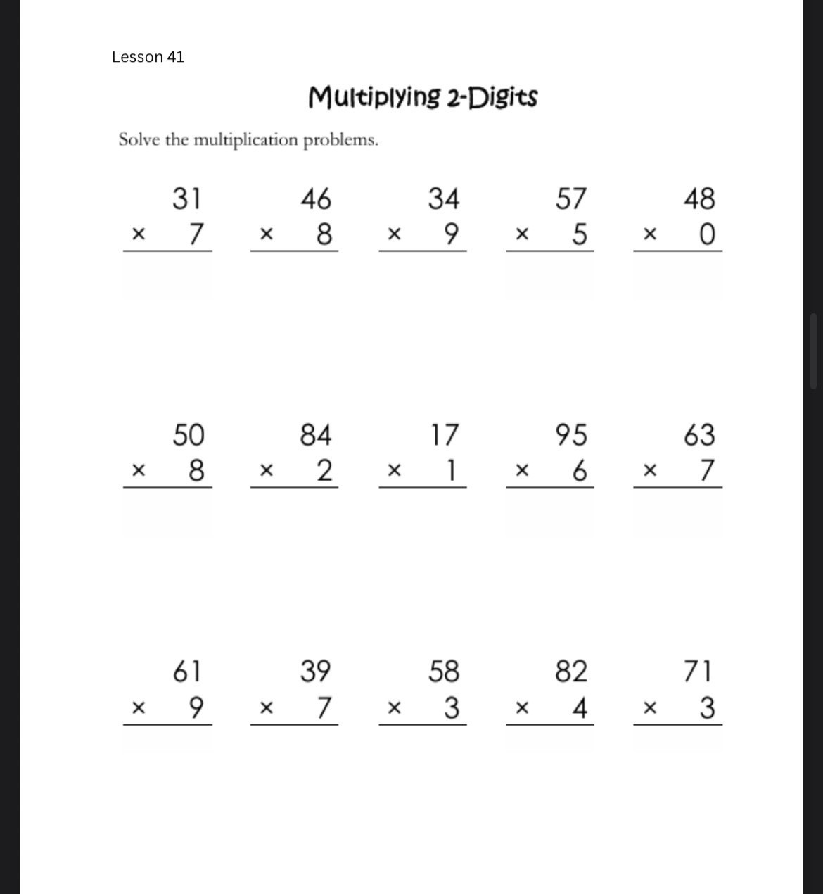 4th Grade Math Full year Lessons Workbook Fourth Grade Mathematics Homeschool
