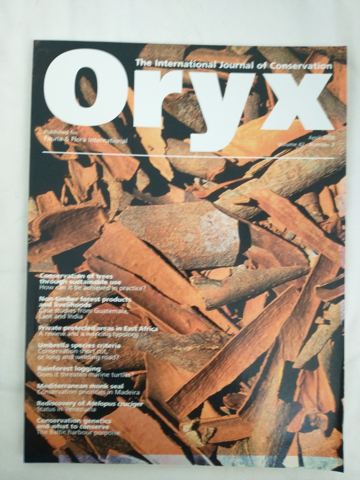 Oryx The International Journal Of Conservation | Volume 42 #2