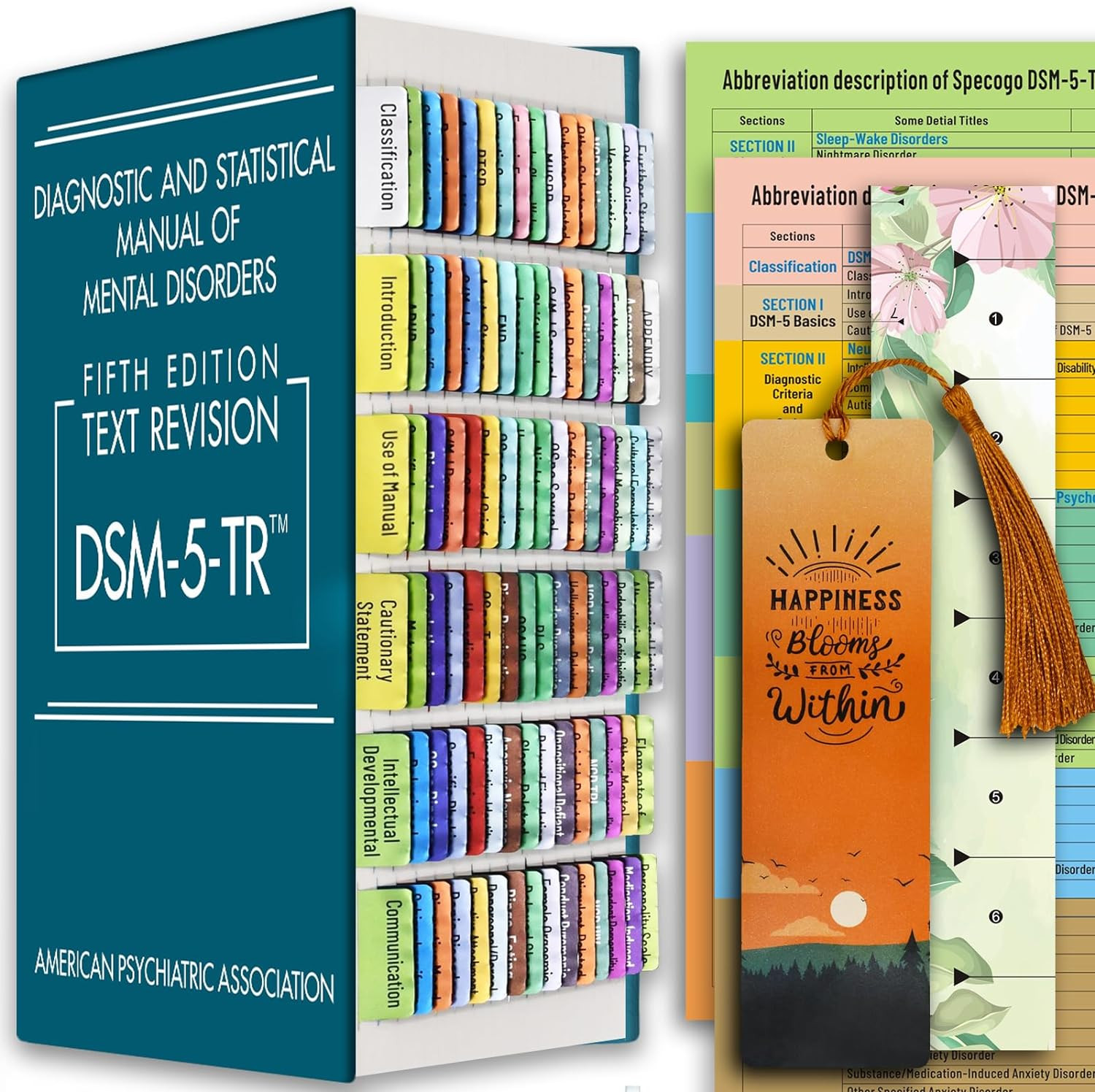 Index Tabs for DSM-5-TR 2022, Color-Coded and Laminated DSM-V-TR Tabs for The Di