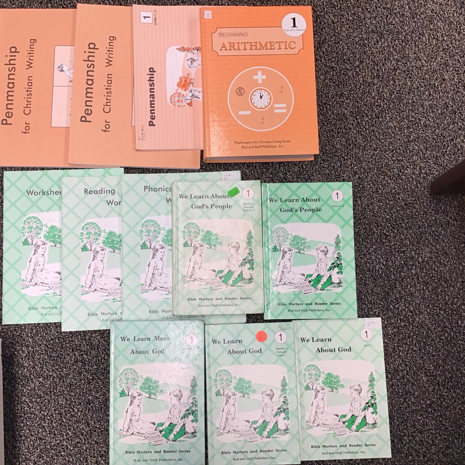 Rod and Staff Bible Nurture and Reader Series & Math Grade 1 LOT
