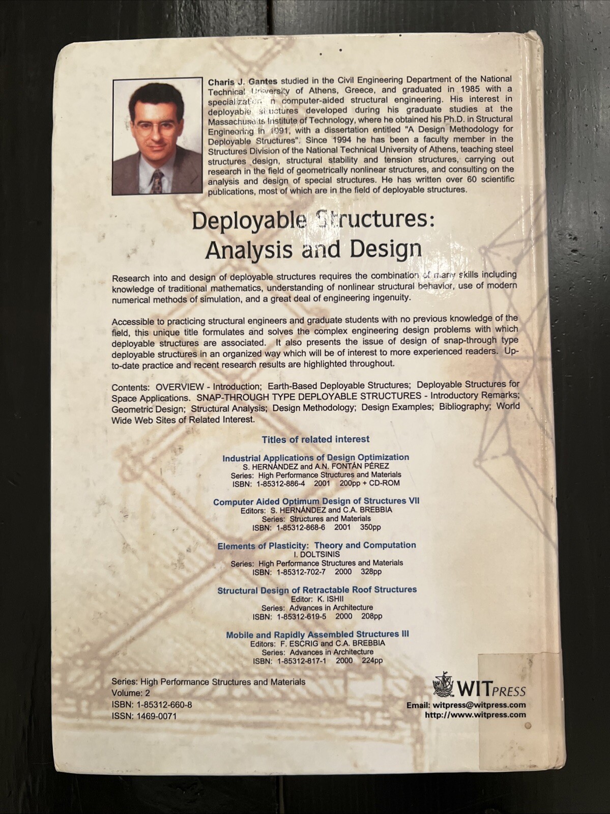 DEPLOYABLE STRUCTURES: ANALYSIS AND DESIGN by C.T. Gantes 2001 Hardcover