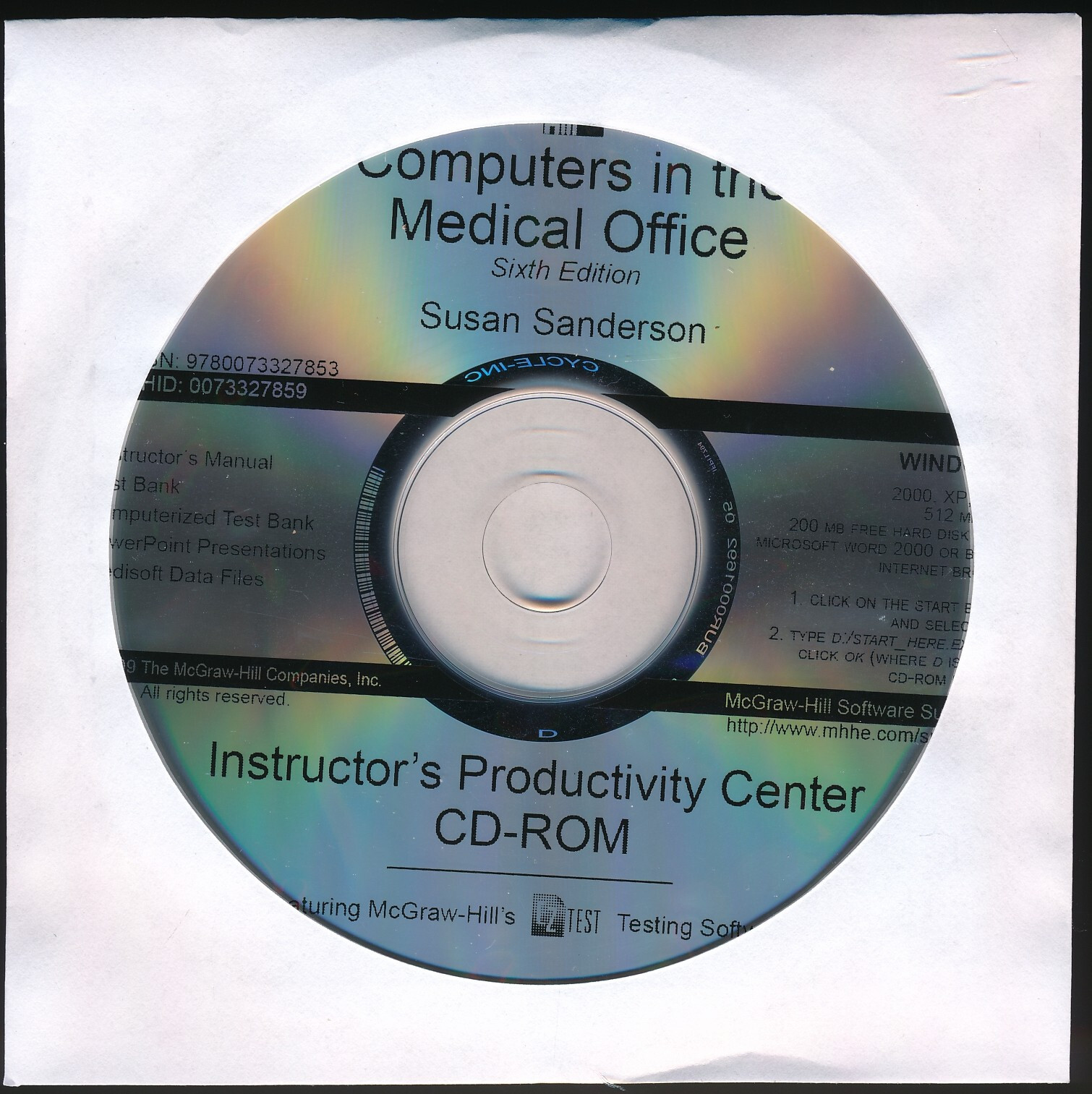 Instructors Test Bank Manual CD for Computers in the Medical Office Sanderson
