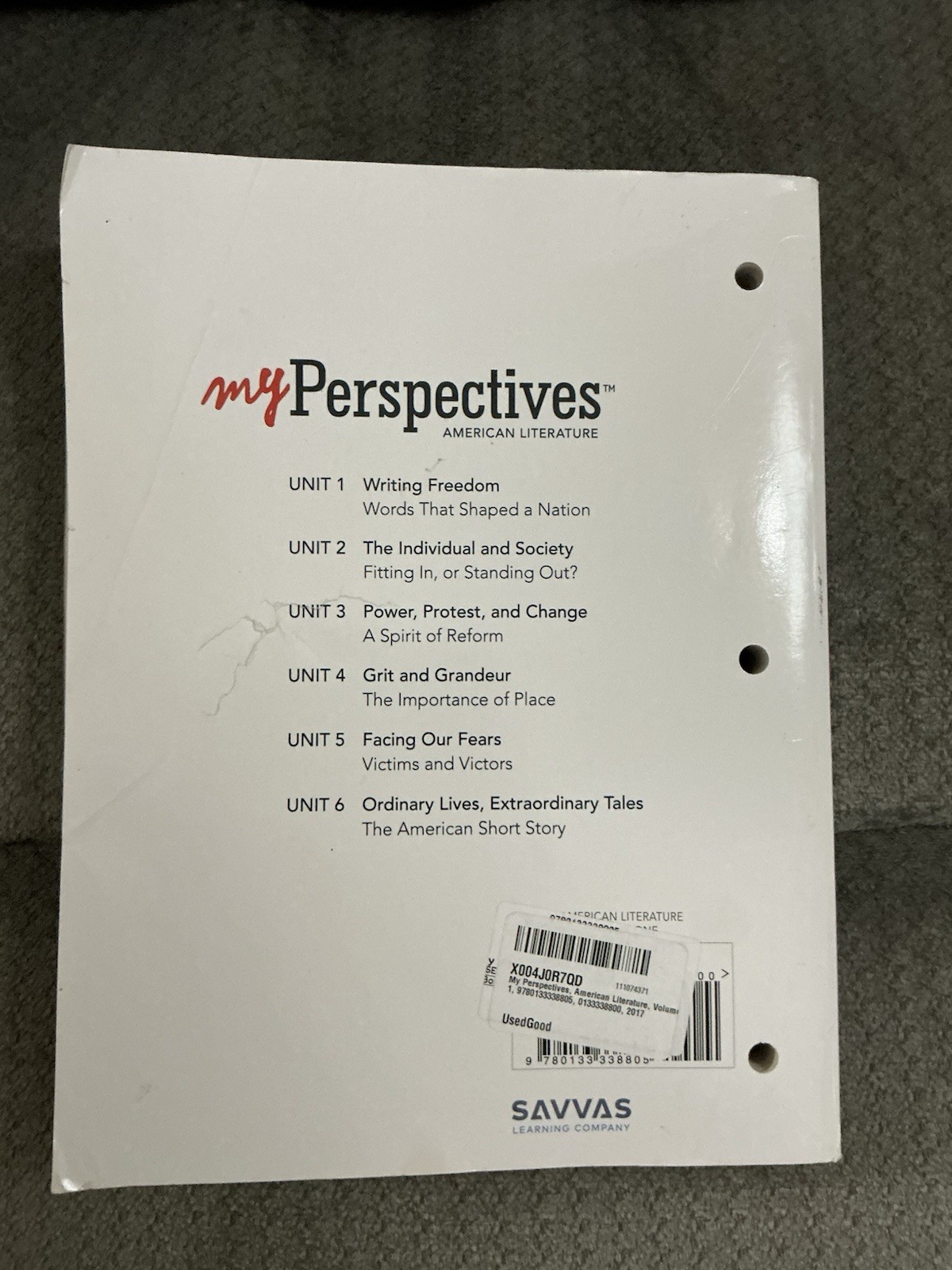 My Perspectives, American Literature, Volume 1, Savvas Learning Company