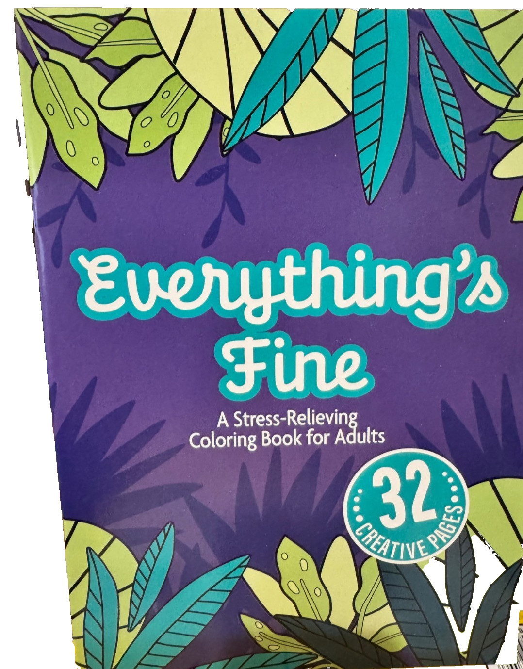 Everything is Fine A Stress-Relieving Coloring Book for Adults 32 pages – NEW