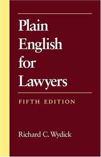 Plain English for Lawyers, Fifth Edition by Richard C. Wydick (2005, Paperback)