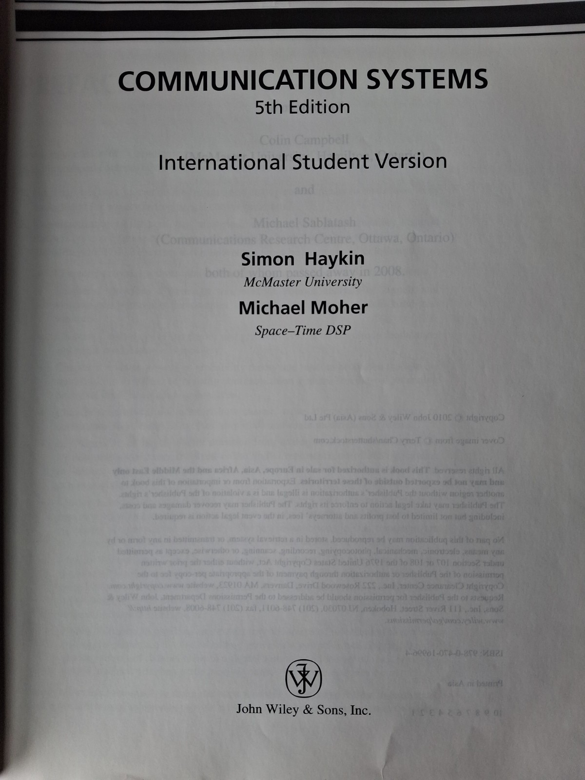 Communication Systems, International Student Version by Simon Haykin (English) P