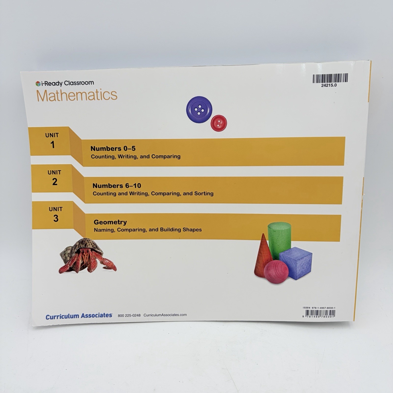 i-Ready Classroom Mathematics Grade K Volume 1 – No Writing Kindergarten