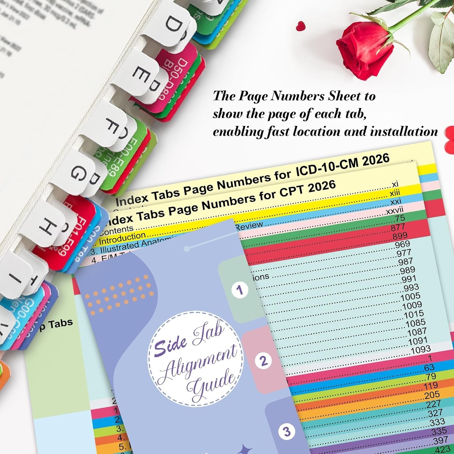 Color-Coded Index Tabs for CPT 2026 & ICD-10-CM 2026 – 96 Durable Tabs Included