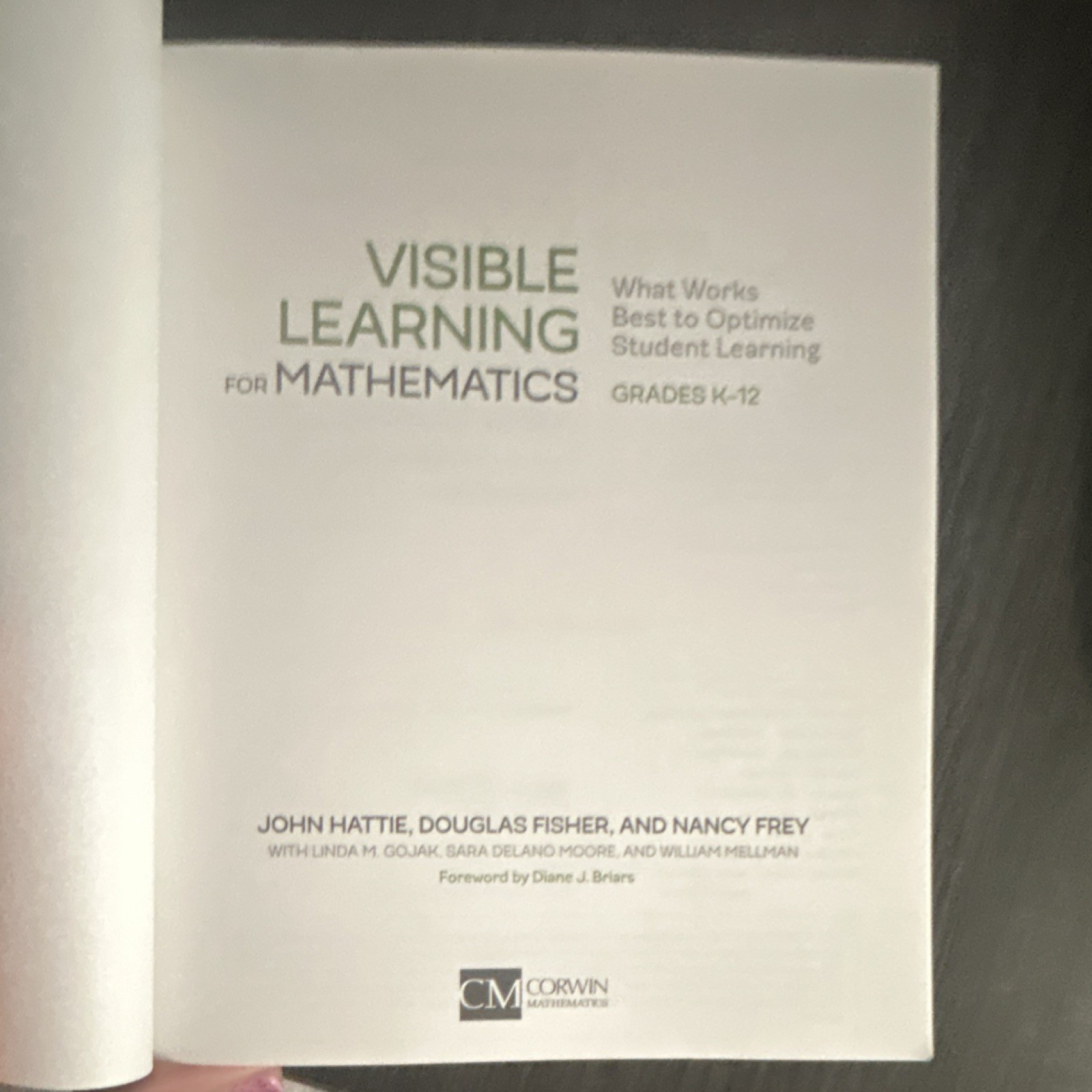 Visible Learning for Mathematics by Hattie, Fisher Corwin K-12 w/ Video