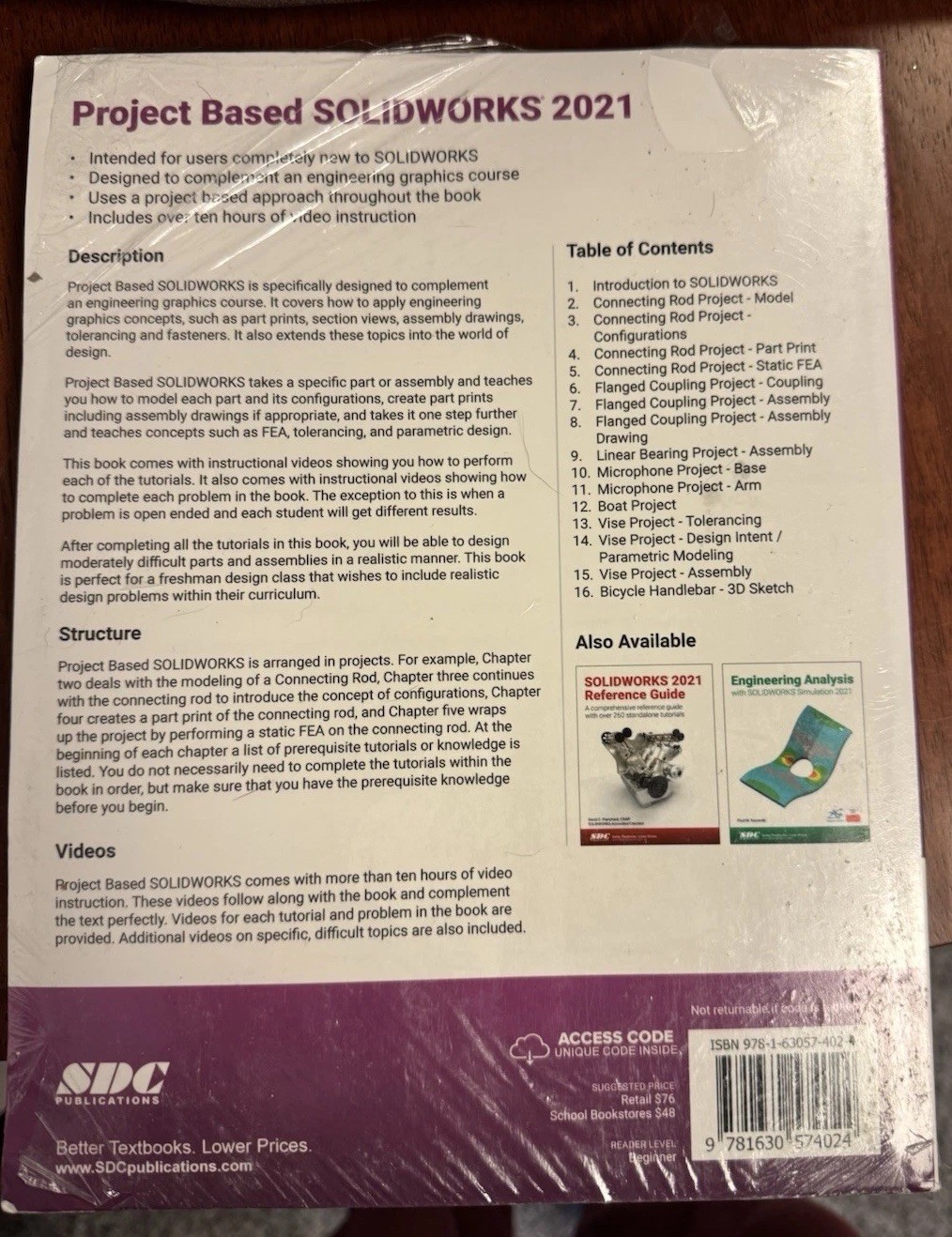SolidWorks 2021 Project based Textbook Still In Plastic Wrap Never Used