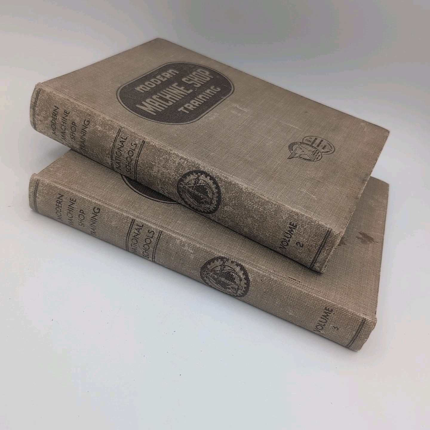 Vtg 1943 Modern Machine Shop Training 2 Book National Schools Hardcover Vol 2&3