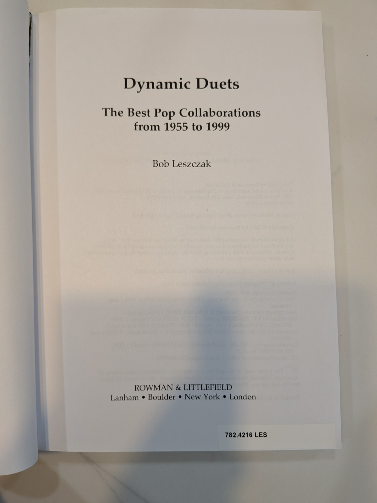 Dynamic Duets | Pop Collaborations 1955-1999 | Leszczak – 2016 HC | Music Ref