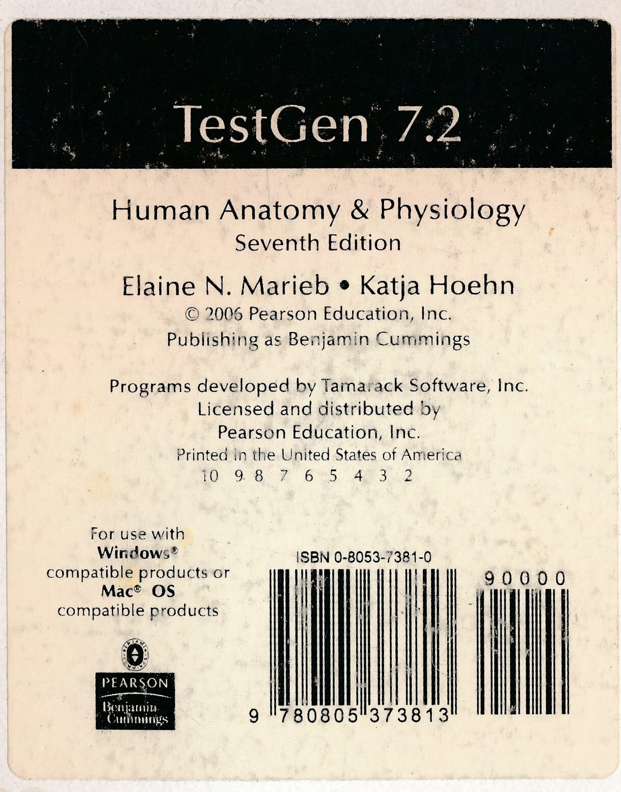 Human Anatomy & Physiology : Computerized Test Bank TestGen CD 7th Marieb Hoehn