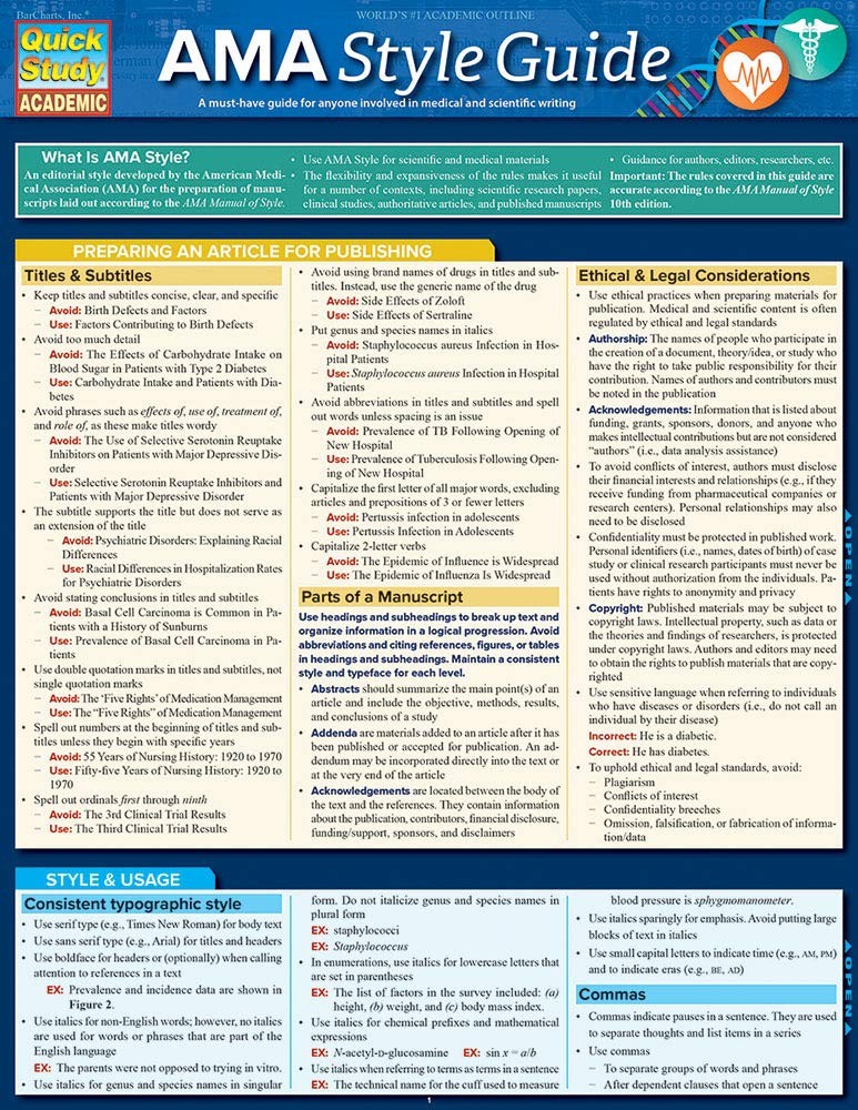 AMA Style Guide (Quick Study Academic)