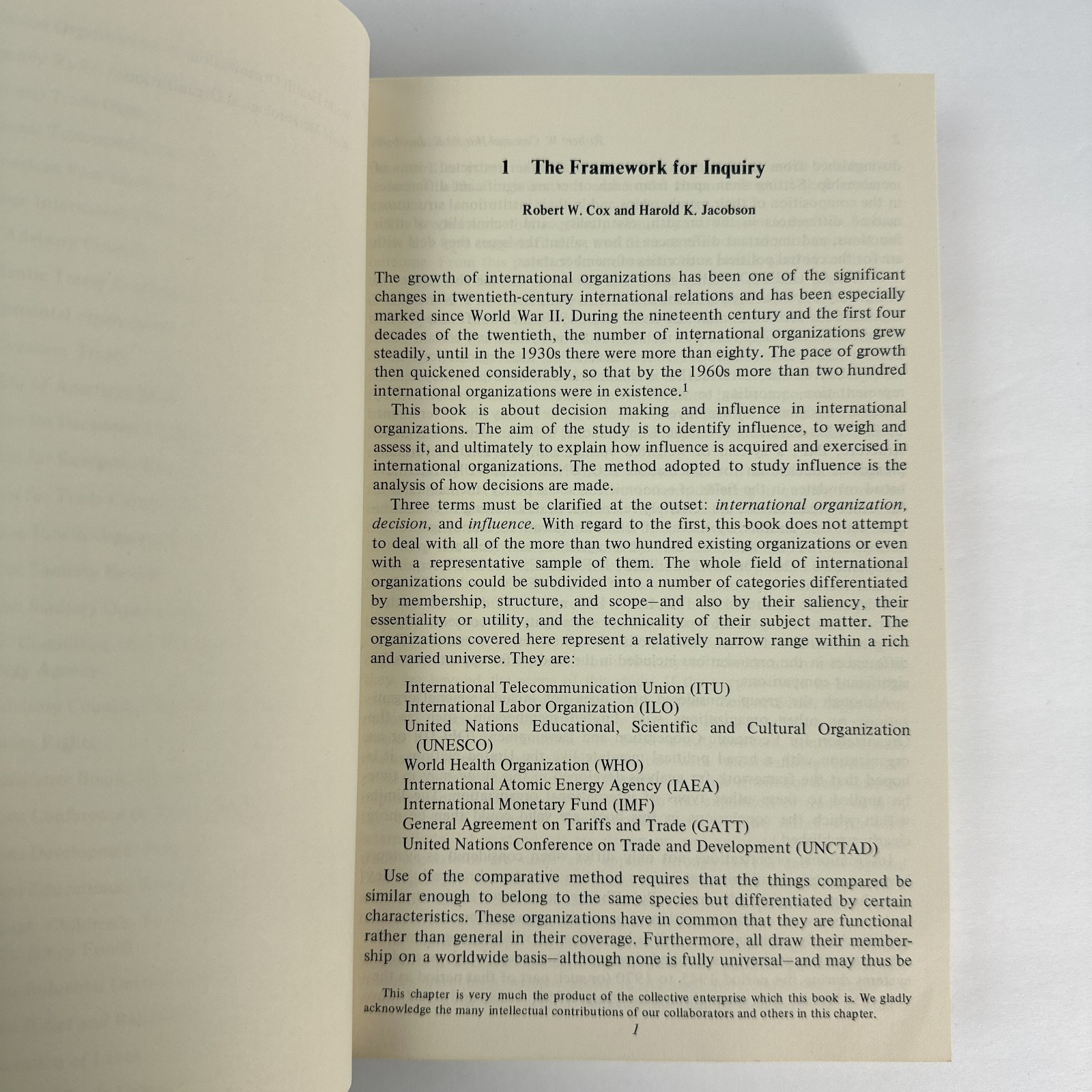 The Anatomy of Influence Robert W Cox Harold K Jacobson Yale Univ Press 1974 PB