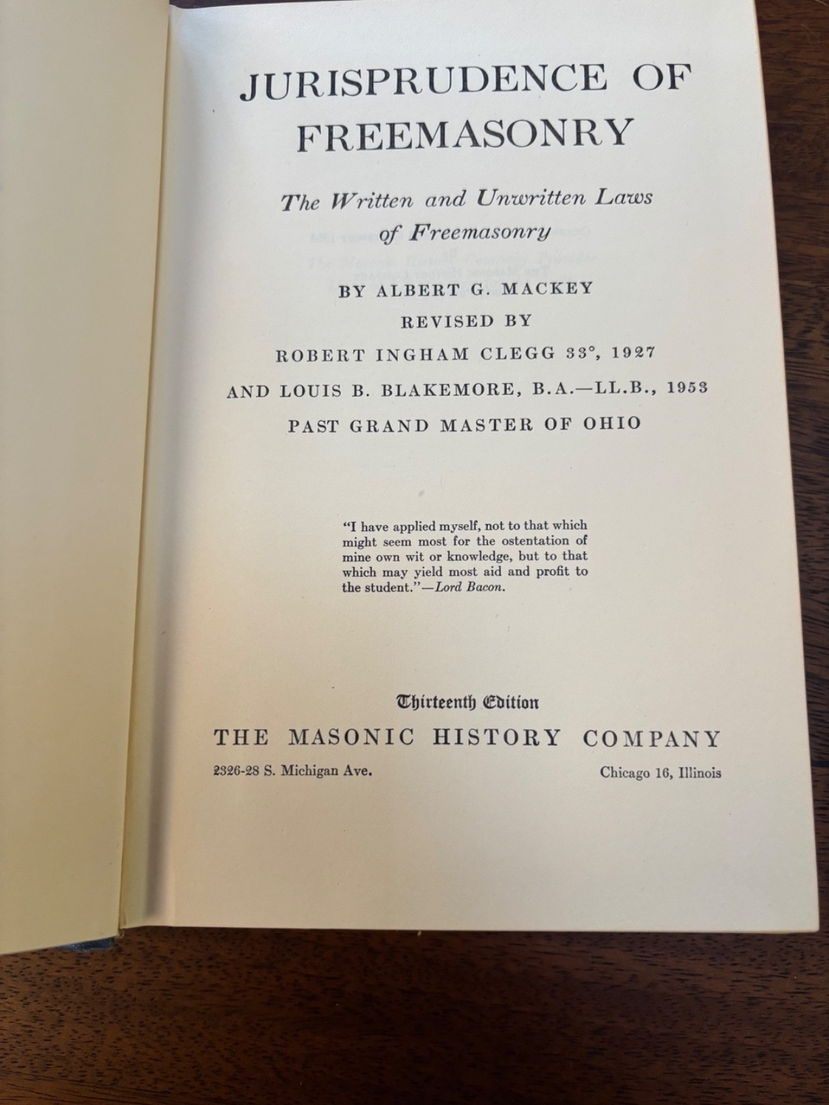 Mackey’s Juris-Prudence Of Free-Masonary Revised 1953 HC