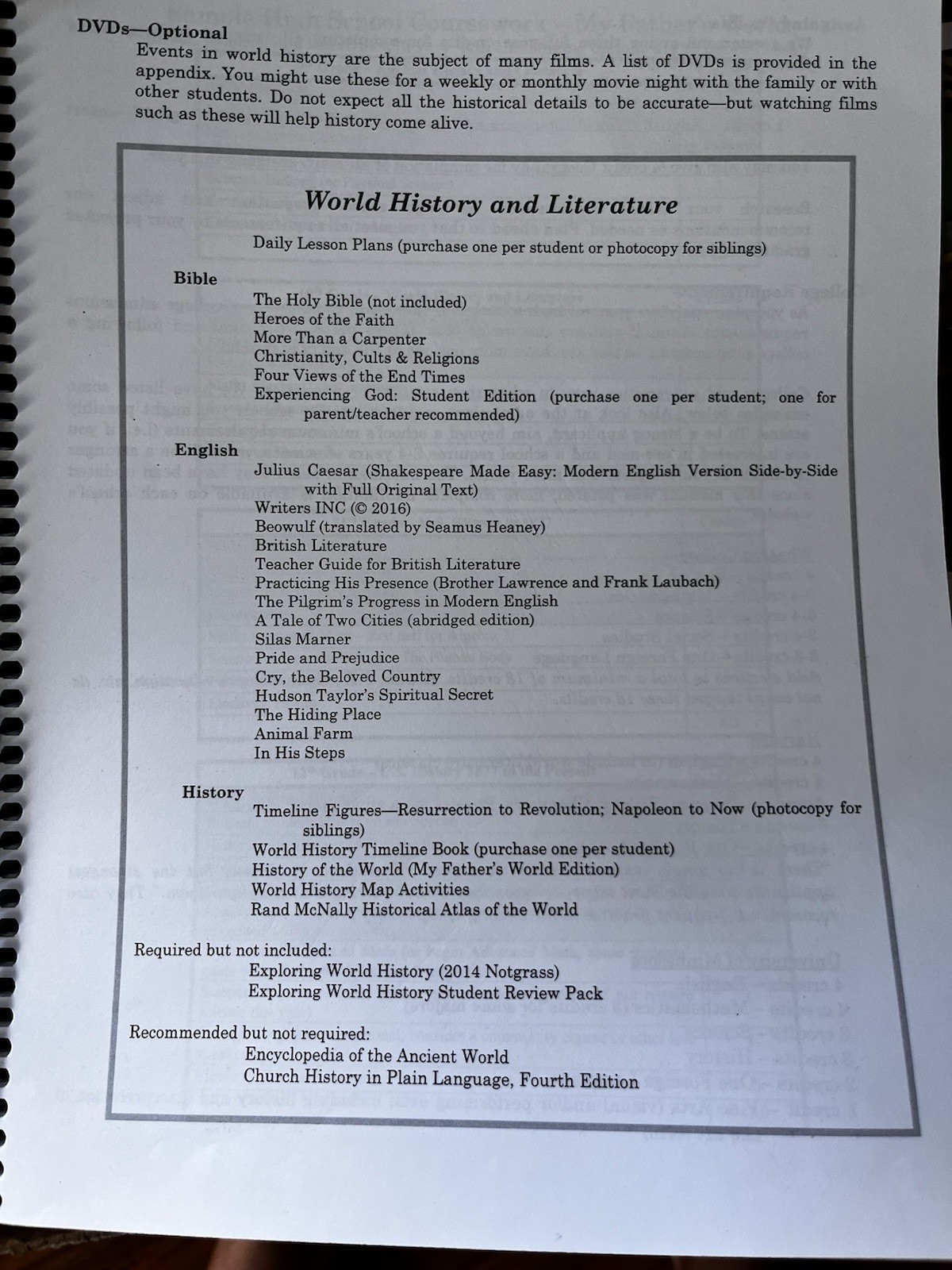 MFW World History and Literature Curriculum – 2007 – Very Good Condition