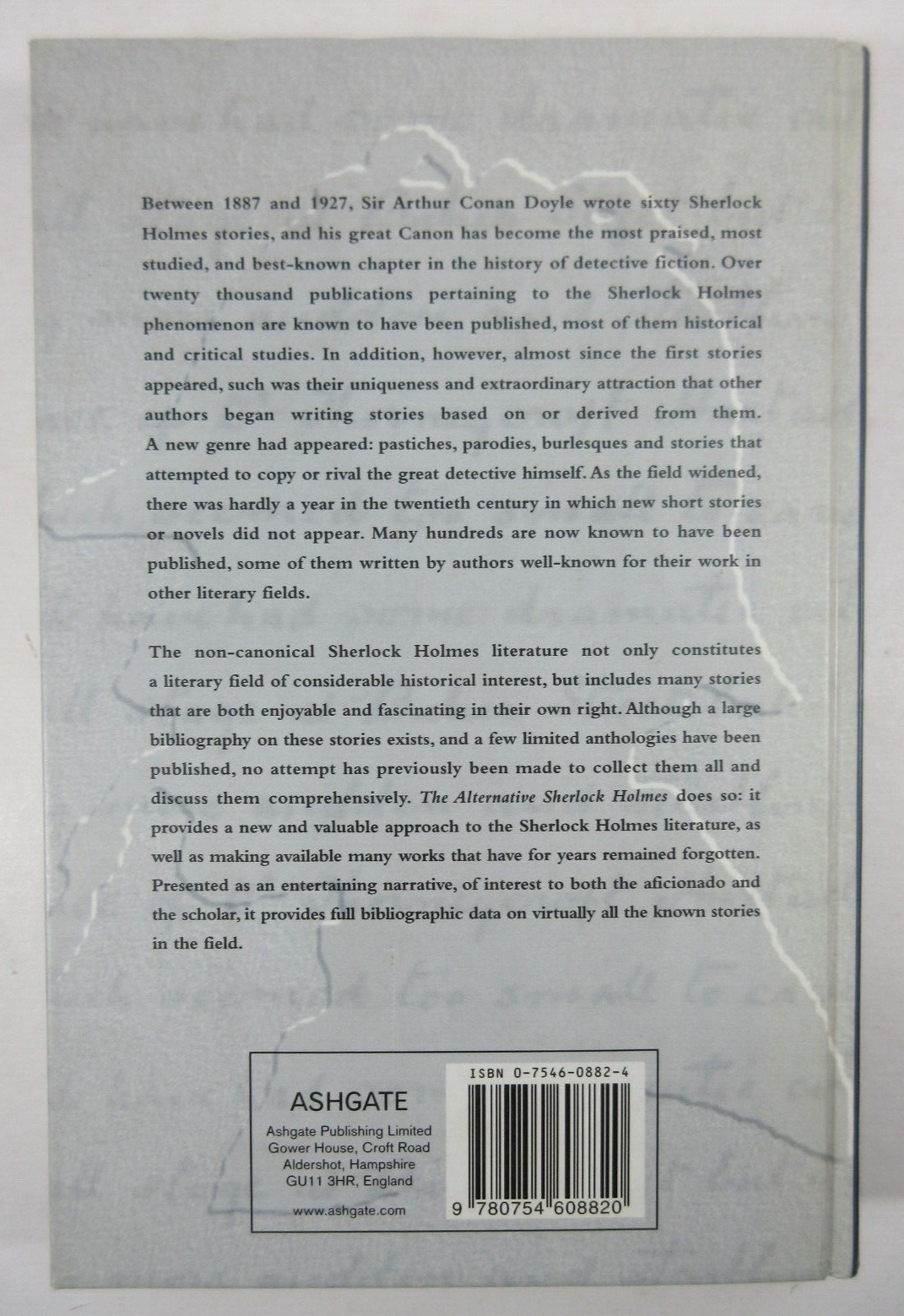 “The Alternative Sherlock Holmes: Pastiches, Parodies” Peter Watt &Green 2003 HB