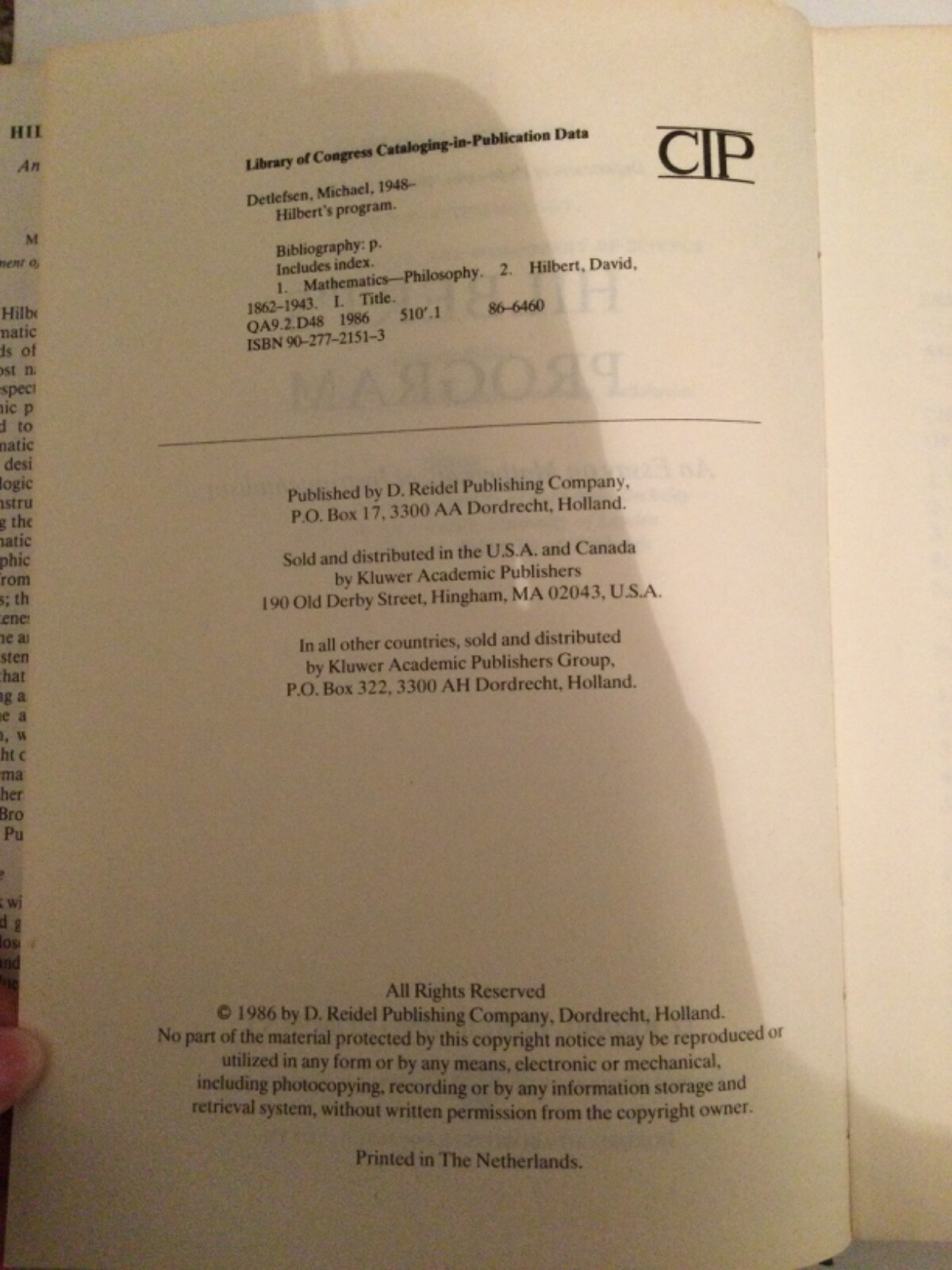 Synthese Library: Hilbert’s Program : An Essay on Mathematical, Detlefsen