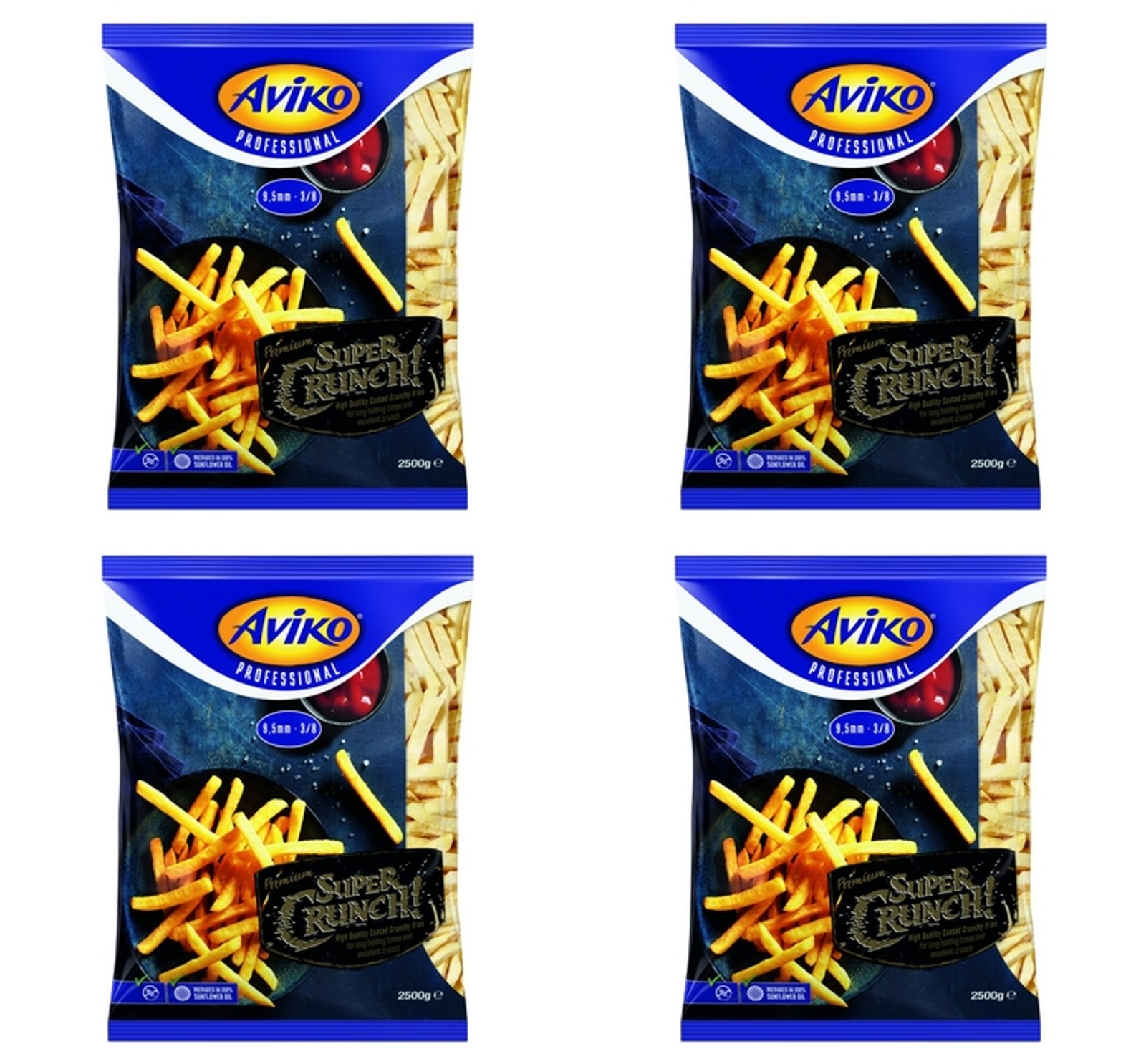 8710449938278 Aviko Chrupiące frytki Super Crunch Fries 9,5mm 2500g X4 Aviko