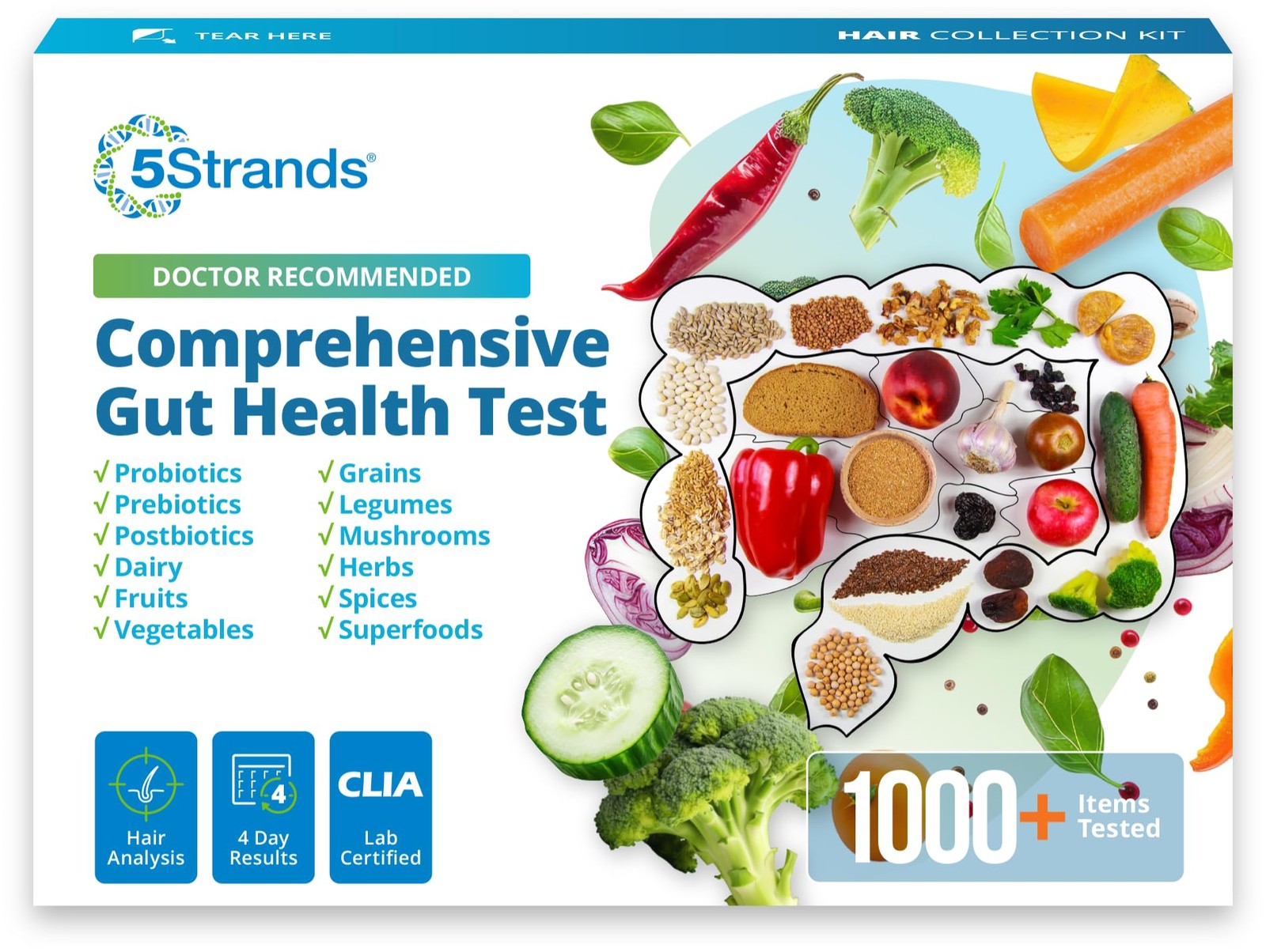 5Strands Comprehensive Gut Health Test for Adults & Kids, 1000+ Food Items Te…