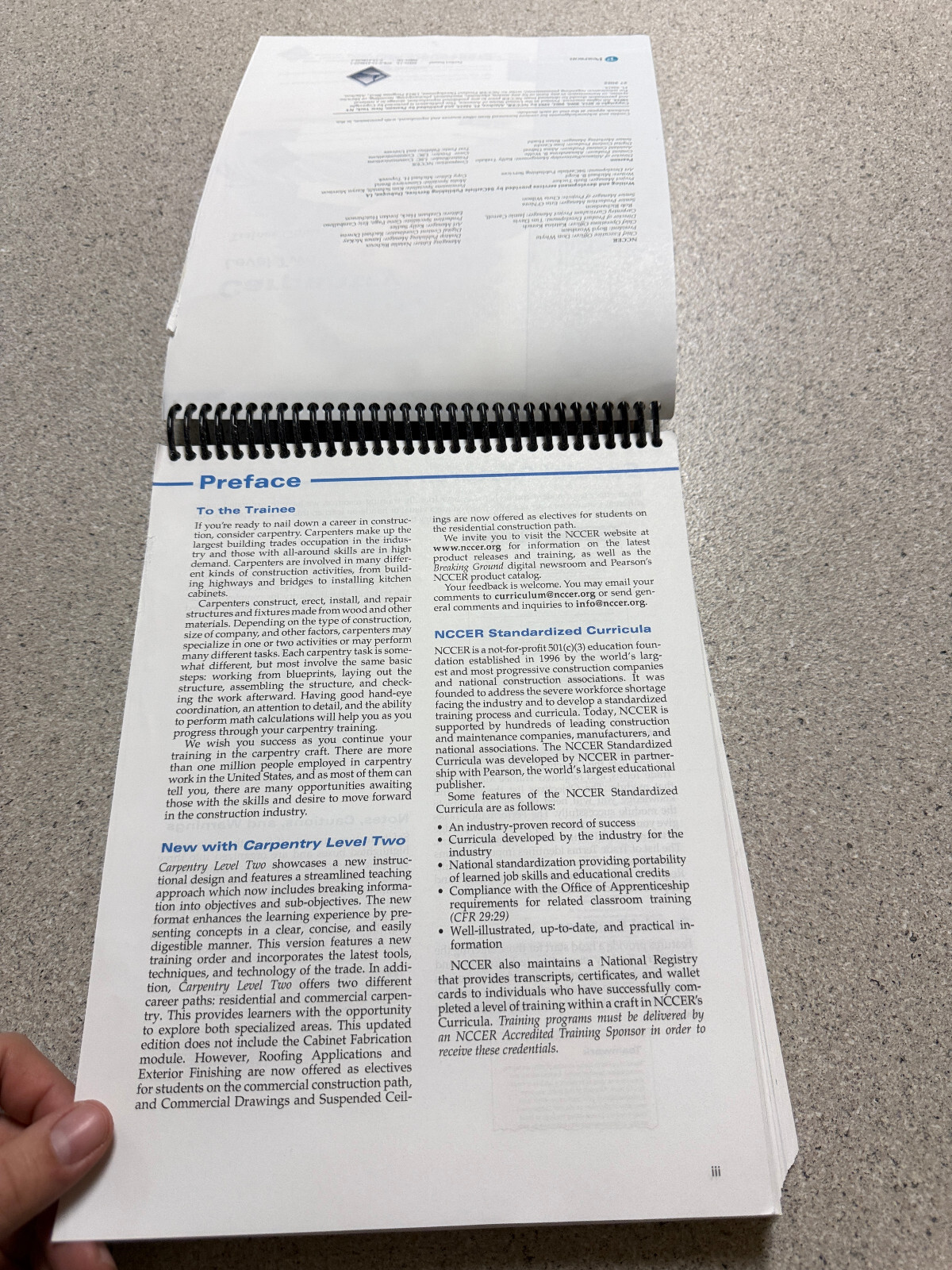 Carpentry Trainee Guide, Level 2 – SPIRAL BINDING, by NCCER – Very Good CLEAN