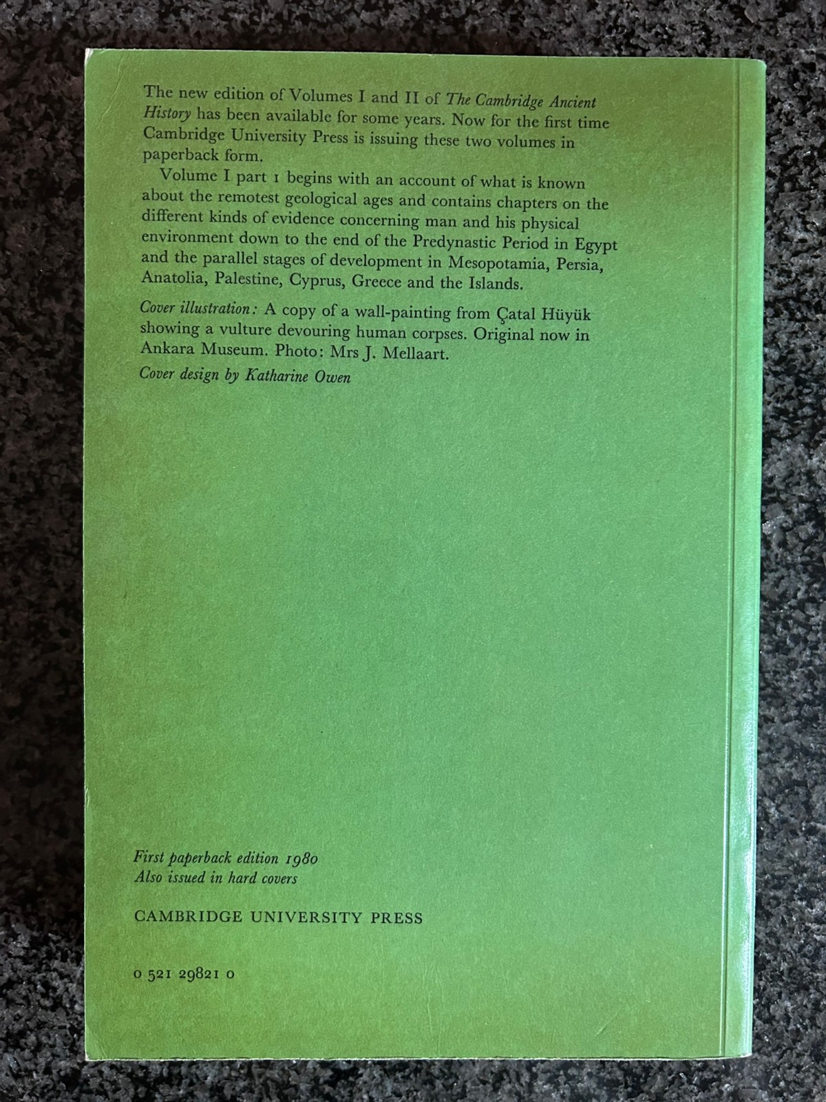 Cambridge Ancient History Vol I Part 1 Prehistory PB VG+ Unread L10