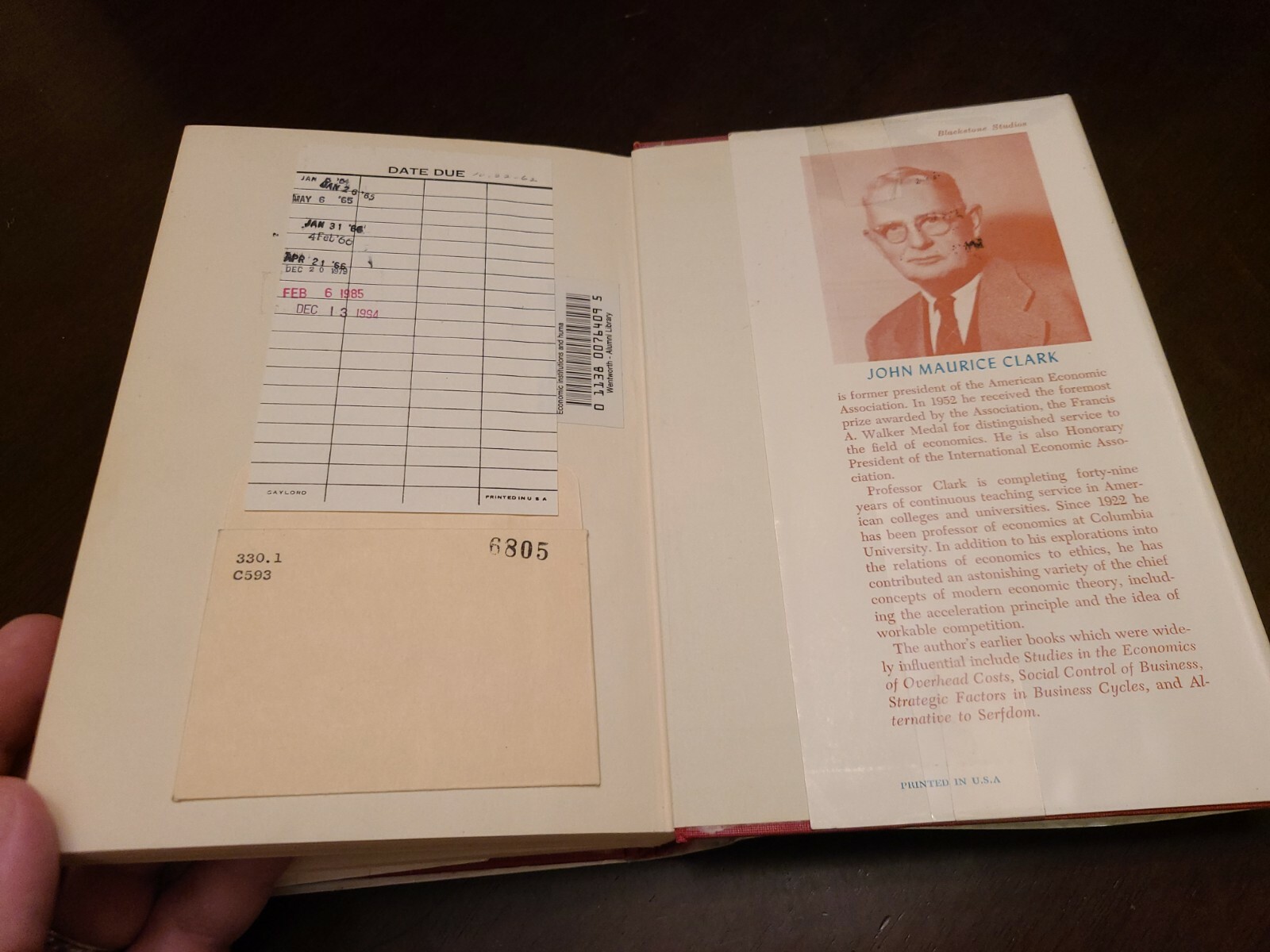 Economic Institutions and Human Welfare by John Maurice Clark, 1st Ed, 1957, HC