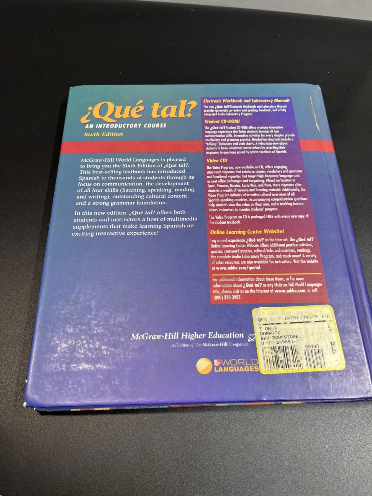 ¿Qué tal? An Introductory Course 6th Edition Spanish Textbook + Video CD McGraw