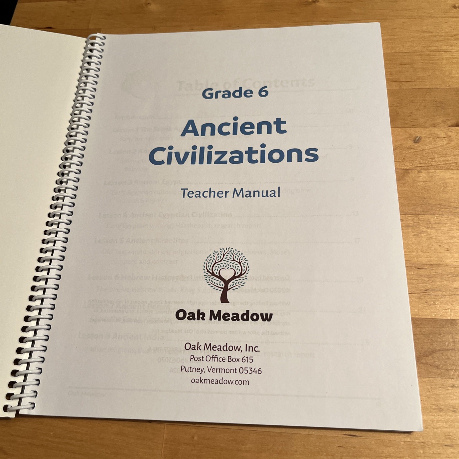 Oak Meadow Ancient Civilizations Grade 6 Teacher Manual Spiral Bound Homeschool