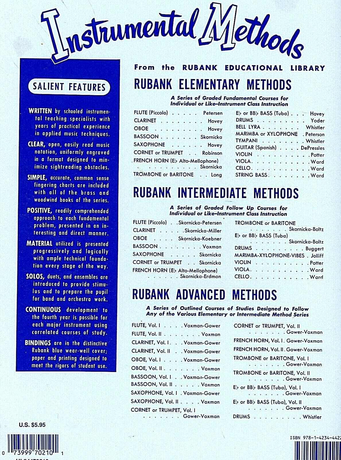 Rubank Advance Method Flute or Piccolo, by Gower & Voxman, 48 pages.