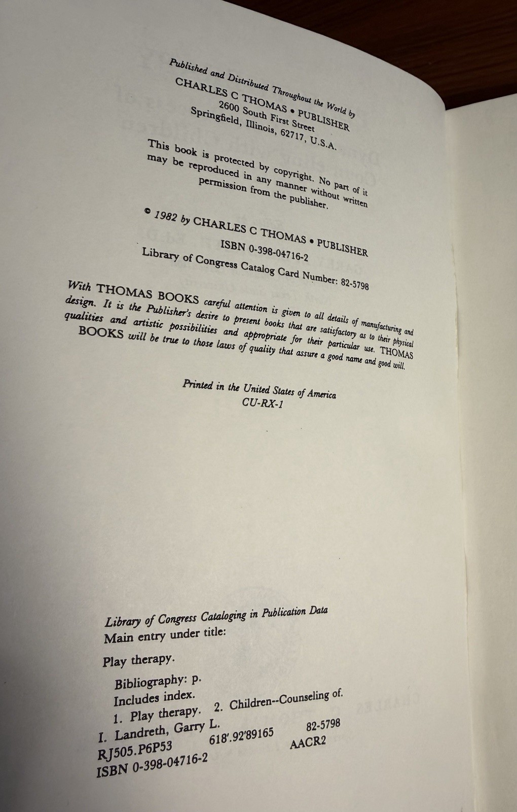 Play Therapy: Dynamics of the Process of Counseling w Children Garry L Landreth