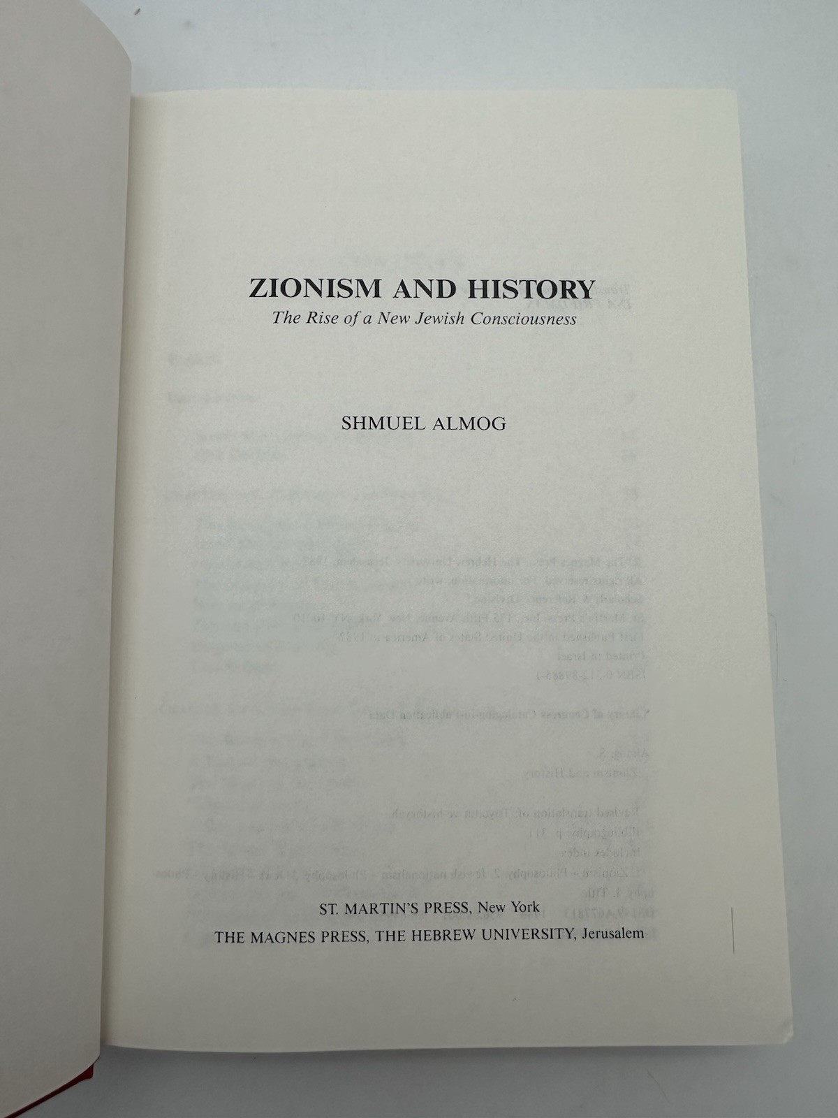 Zionism & History by Shmuel Almog (1987) – First Edition First Printing