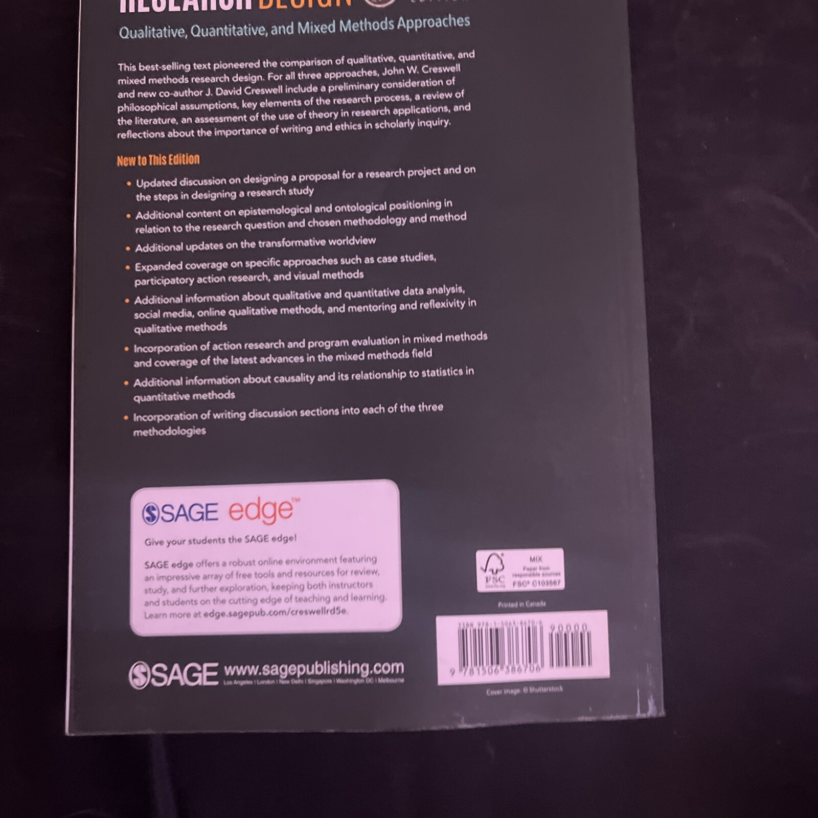 Research Design : Qualitative, Quantitative, and Mixed Methods Approaches by J.