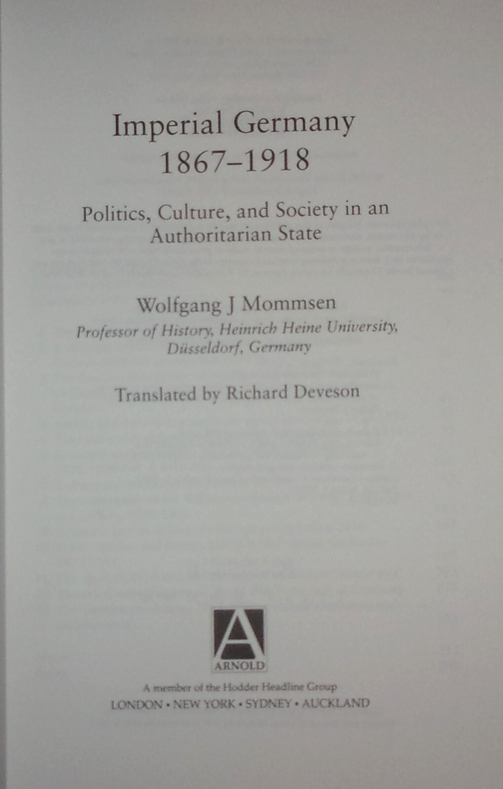 IMPERIAL GERMANY, 1867-1918-Politics, Culture & Society-Mommsen-BRAND NEW 1st!