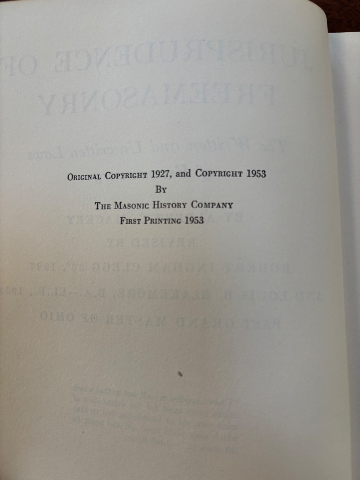 Mackey’s Juris-Prudence Of Free-Masonary Revised 1953 HC