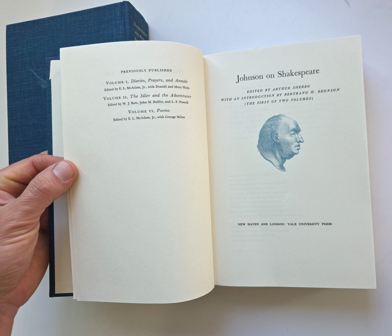 Samuel Johnson on Shakespeare Vols 7 and 8 Yale edition Works 1968 HC