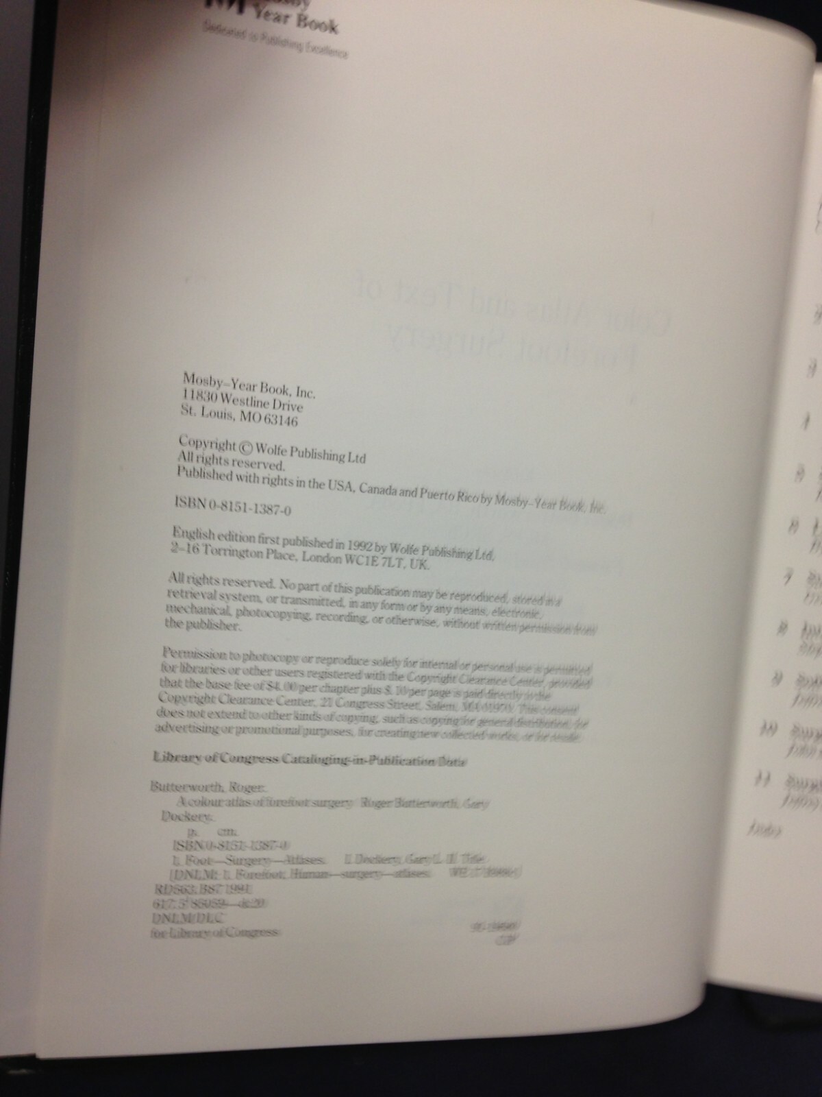Color Atlas and Text of Forefoot…by Butterworth…(1992)1st Ed LN HB 220119