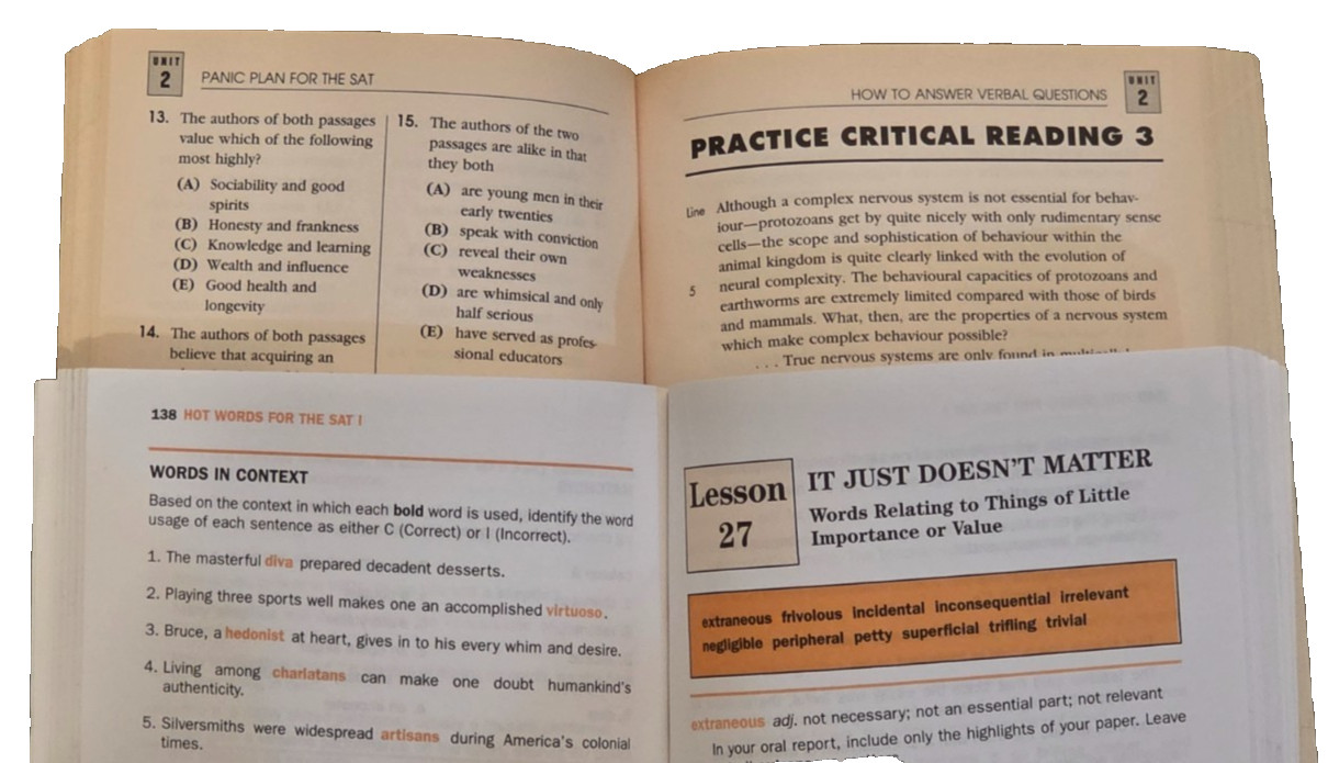 SAT Study Guide 2-Book Set: Hot Words Vocabulary + Panic Plan Prep