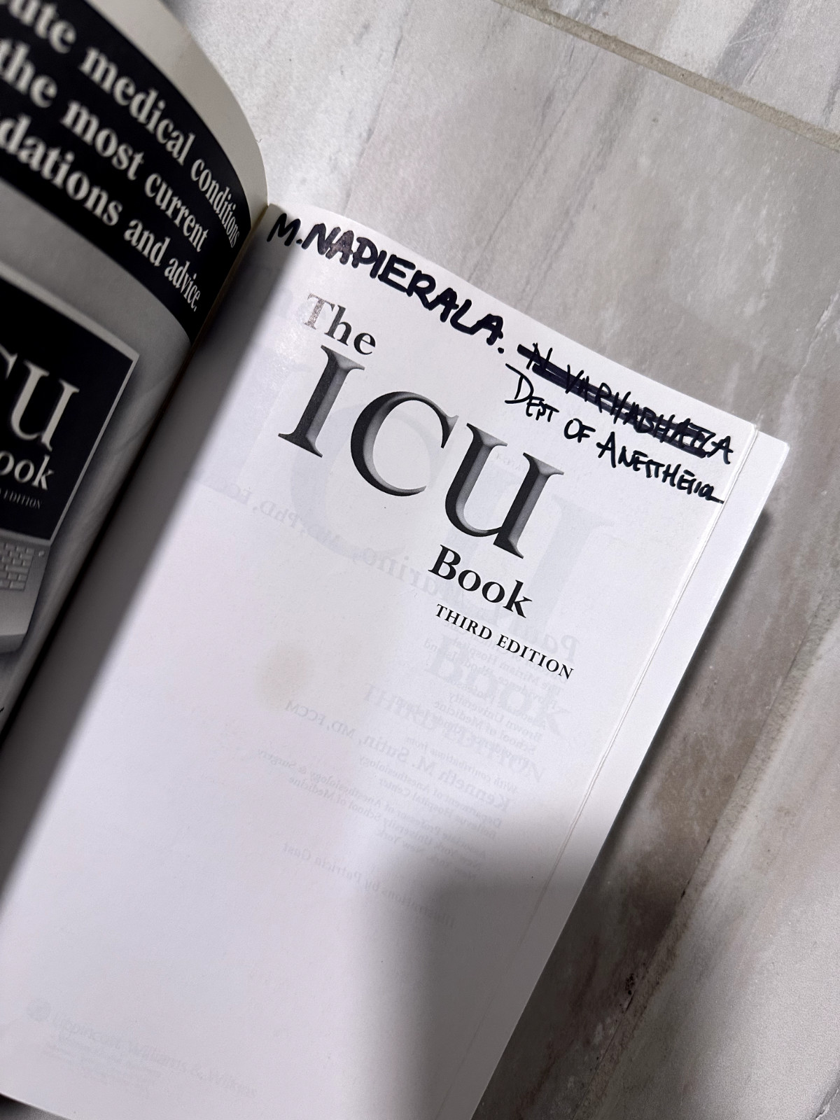 ICU Book by Paul L. Marino (Third Edition, Trade Paperback)