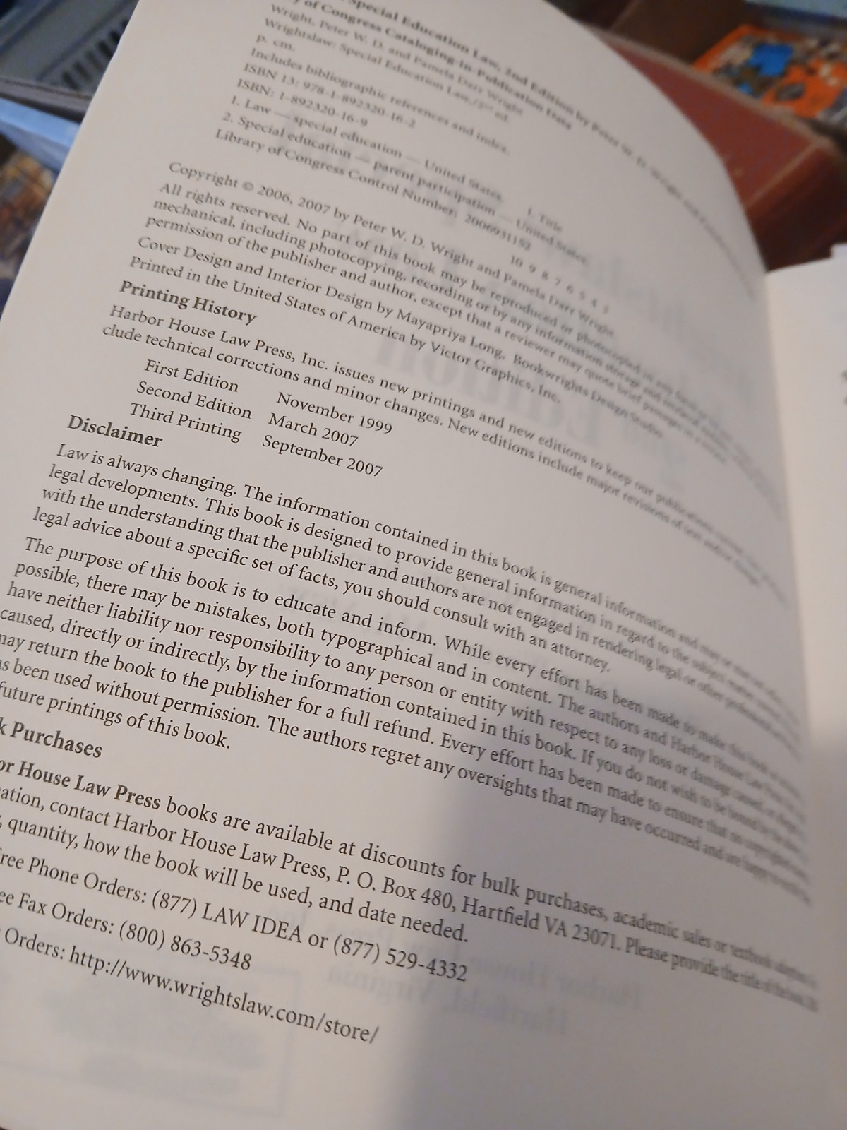Wrightslaw; Special Education Law, 2nd Ed by Pamela Darr Wright (2007, Perfect)