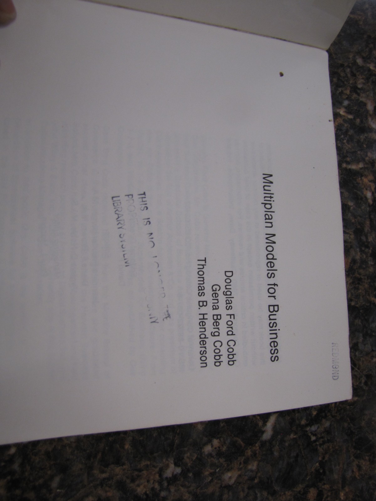 Vintage Multiplan Models for Business by QUE – JD518