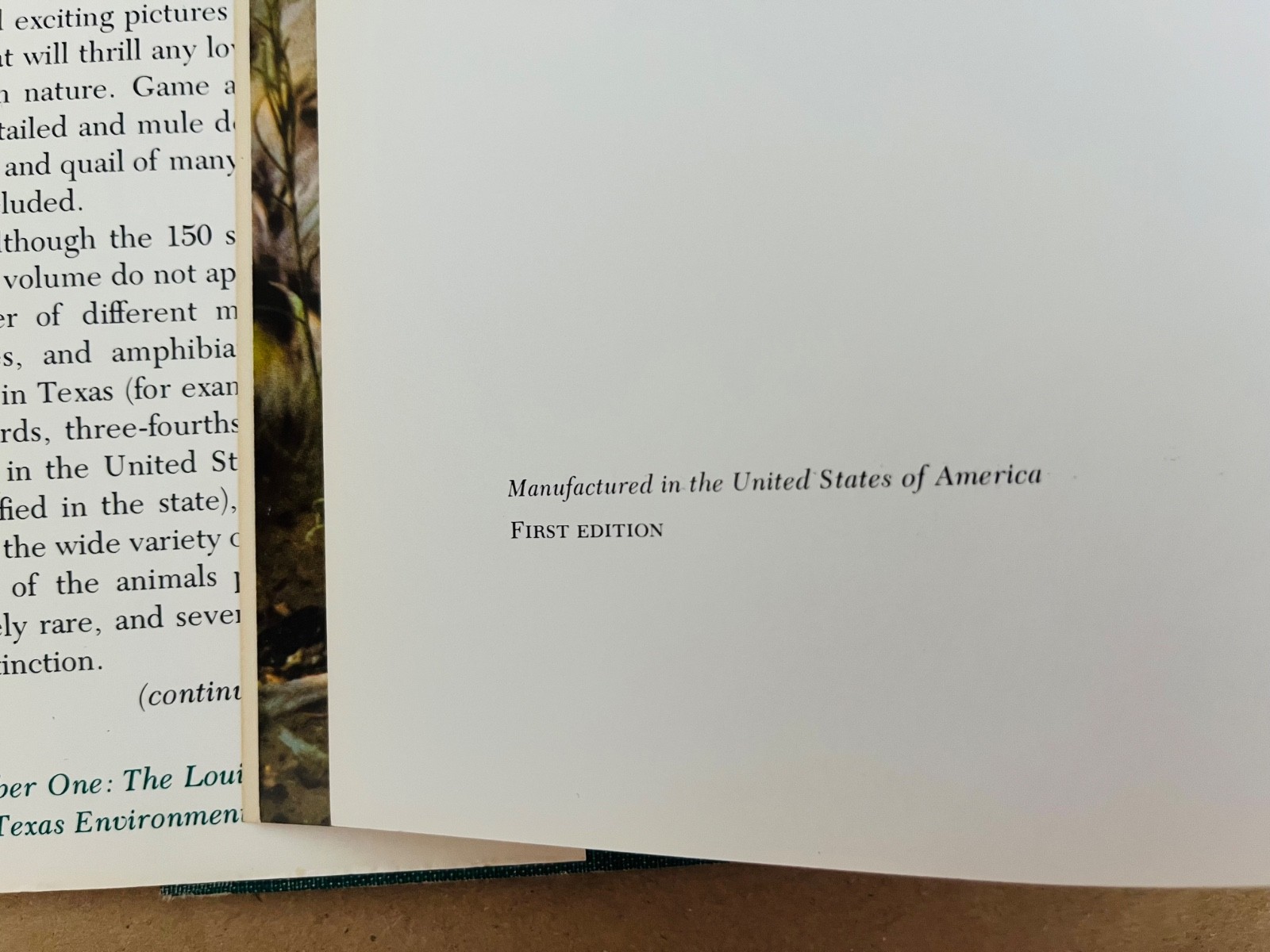 1st Edition Texas Wildlife: Photographs from Texas Parks & Wildlife 1978