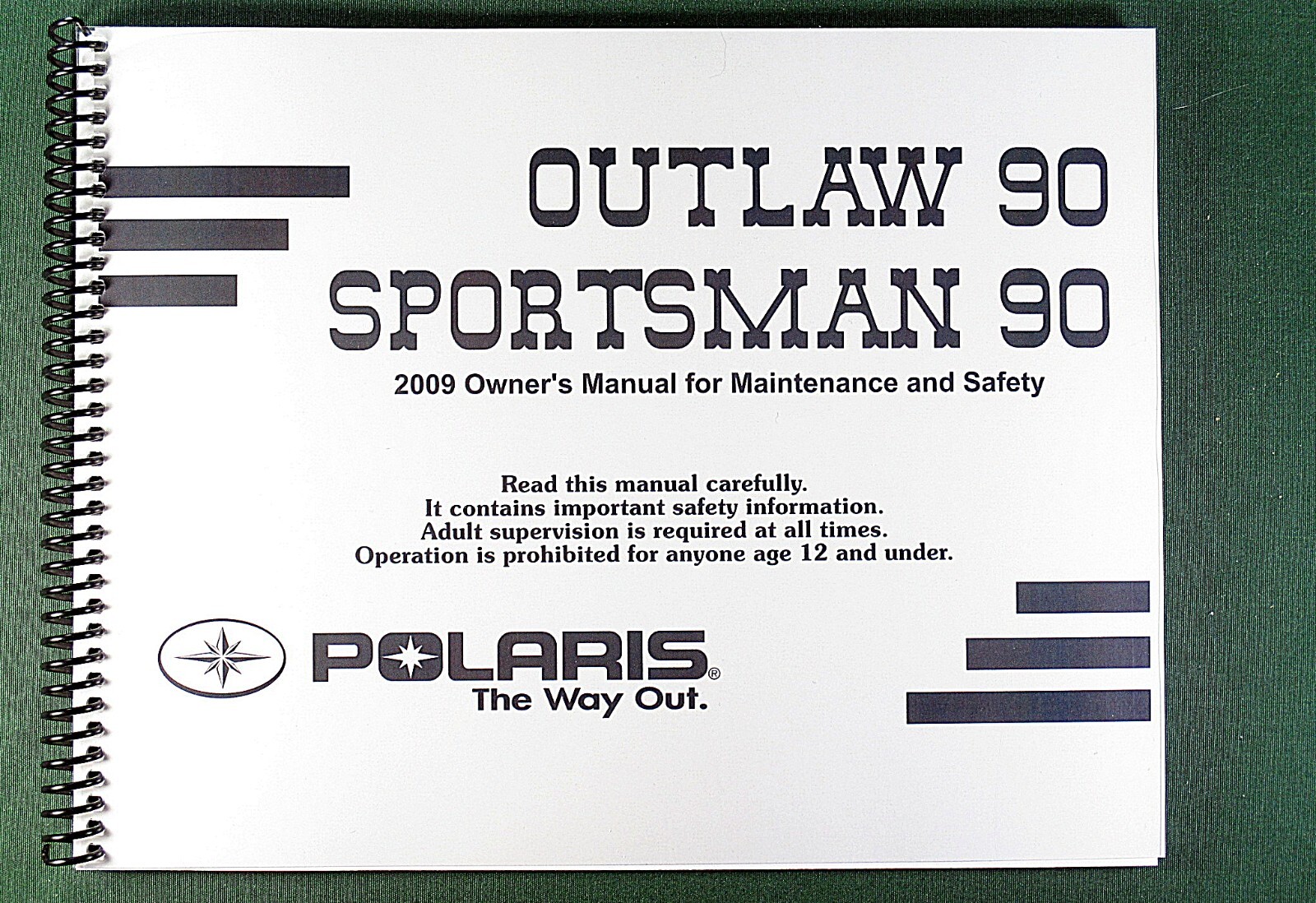 2009 Polaris Sportsman 90 ATV Owner’s Manual: 192 Pages & Protective Covers!