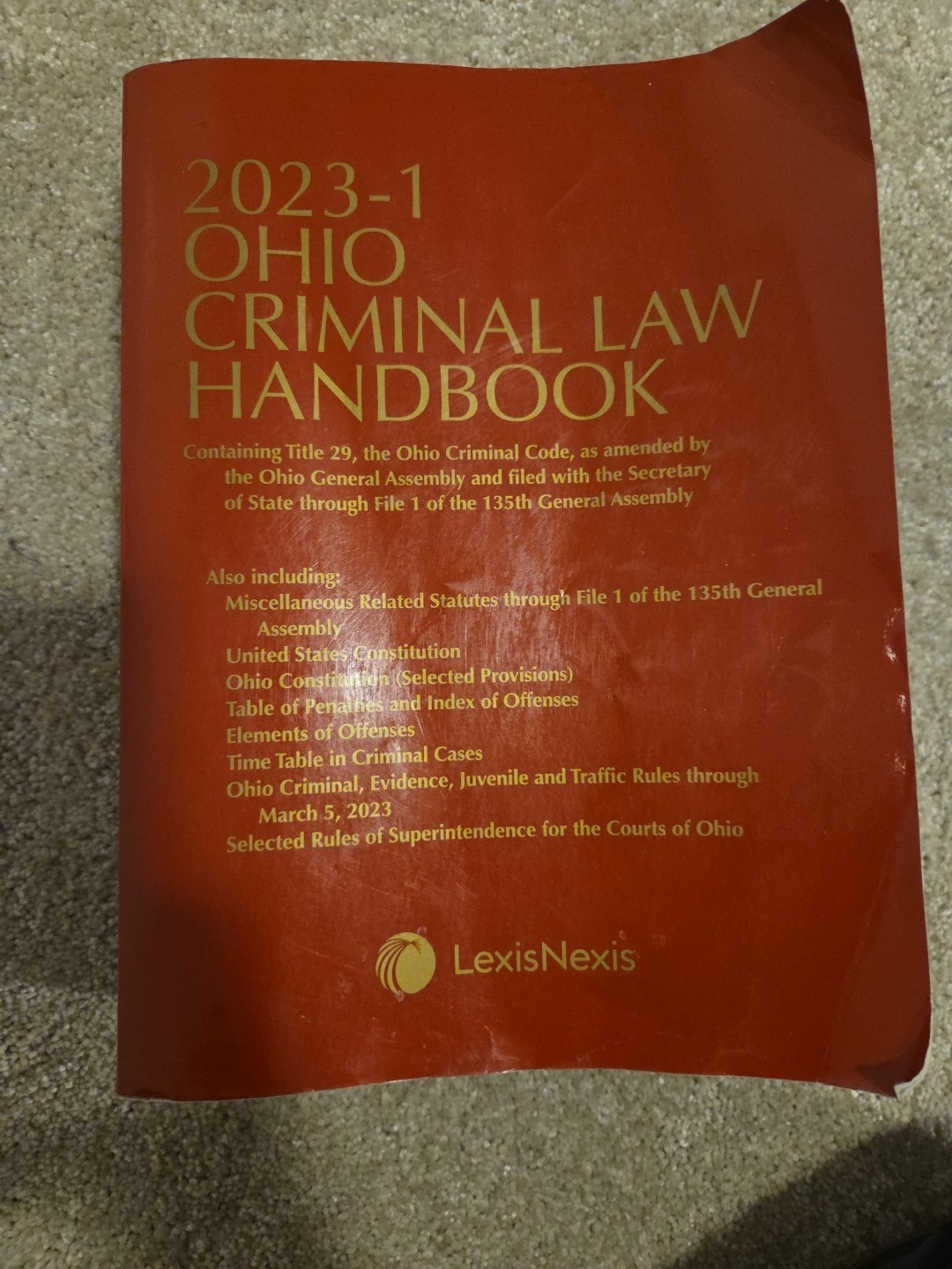 2023-1 OHIO CRIMINAL LAW HANDBOOK Lexis Nexis Ohio Revised Codes Book Paperback